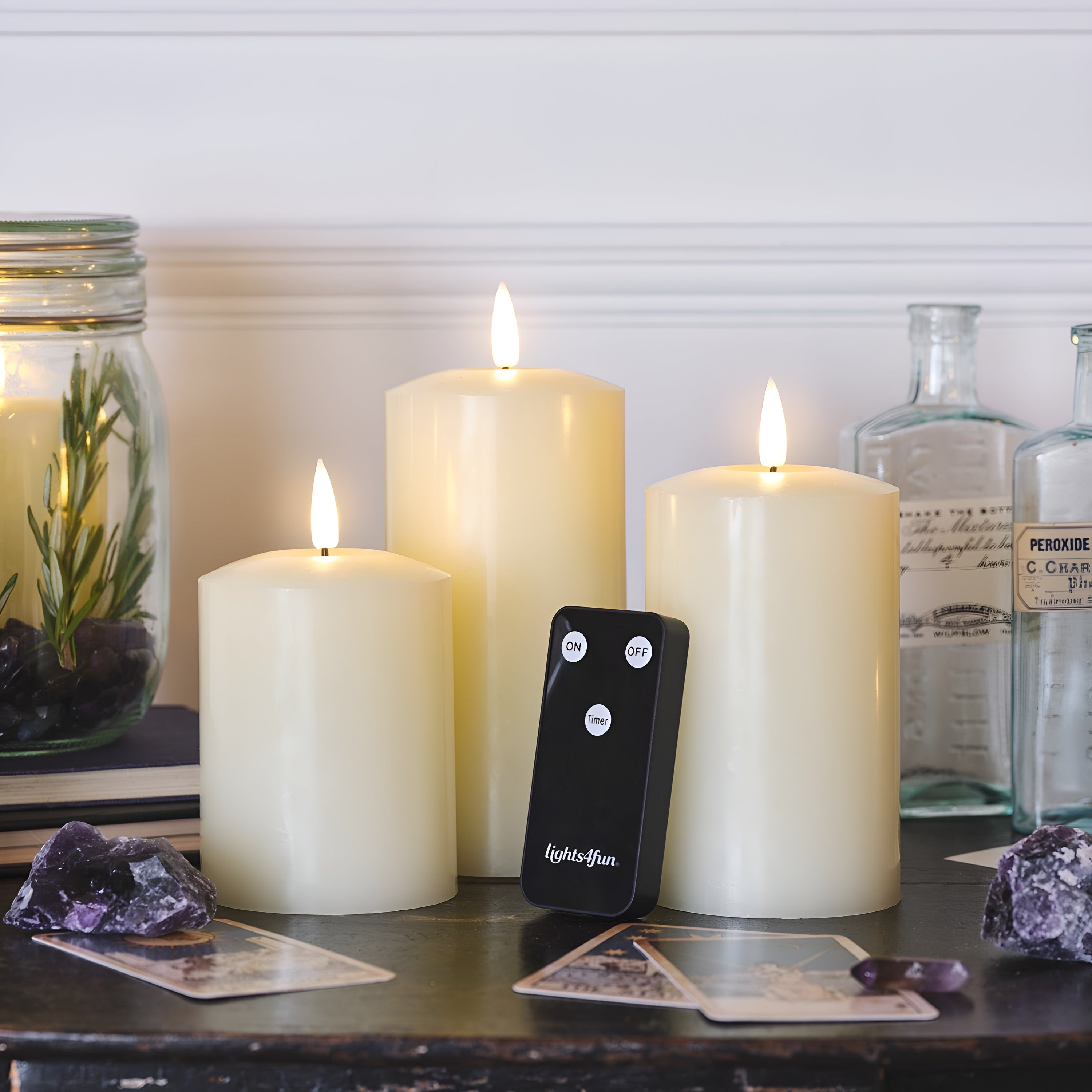 GlowLume – Ivory LED Pillar Candle Trio with Remote Control
