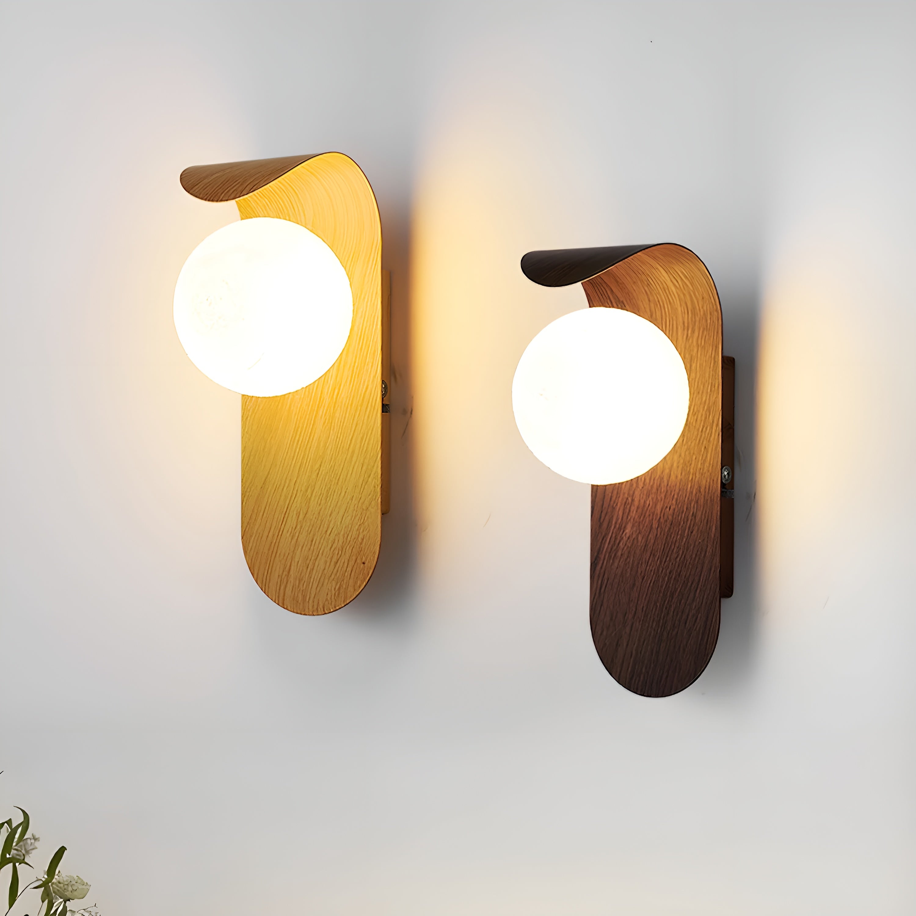 Lunora – Nordic LED Carlyle Wall Lamp with Frosted Globe & Wood Finish
