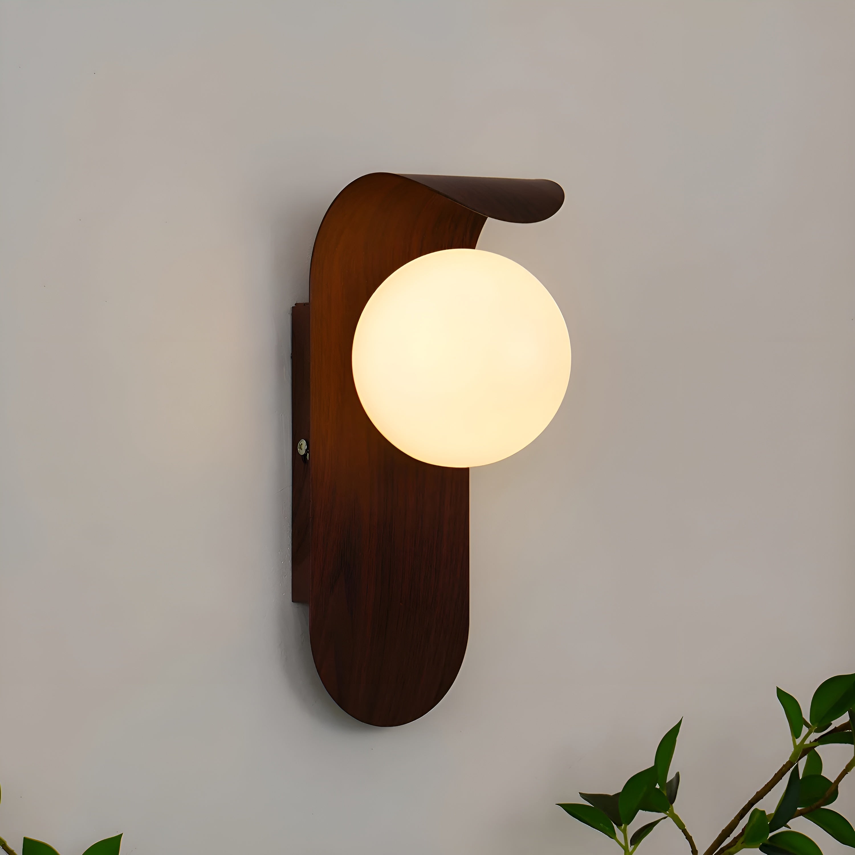 Lunora – Nordic LED Carlyle Wall Lamp with Frosted Globe & Wood Finish