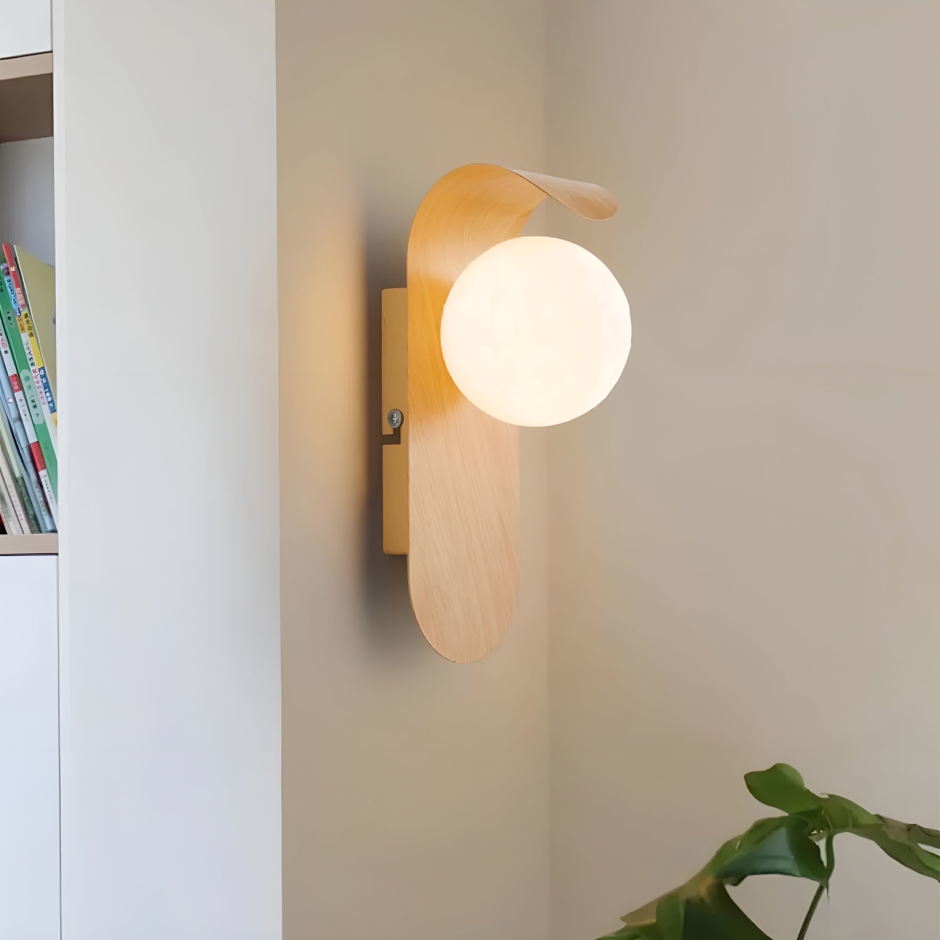 Lunora – Nordic LED Carlyle Wall Lamp with Frosted Globe & Wood Finish