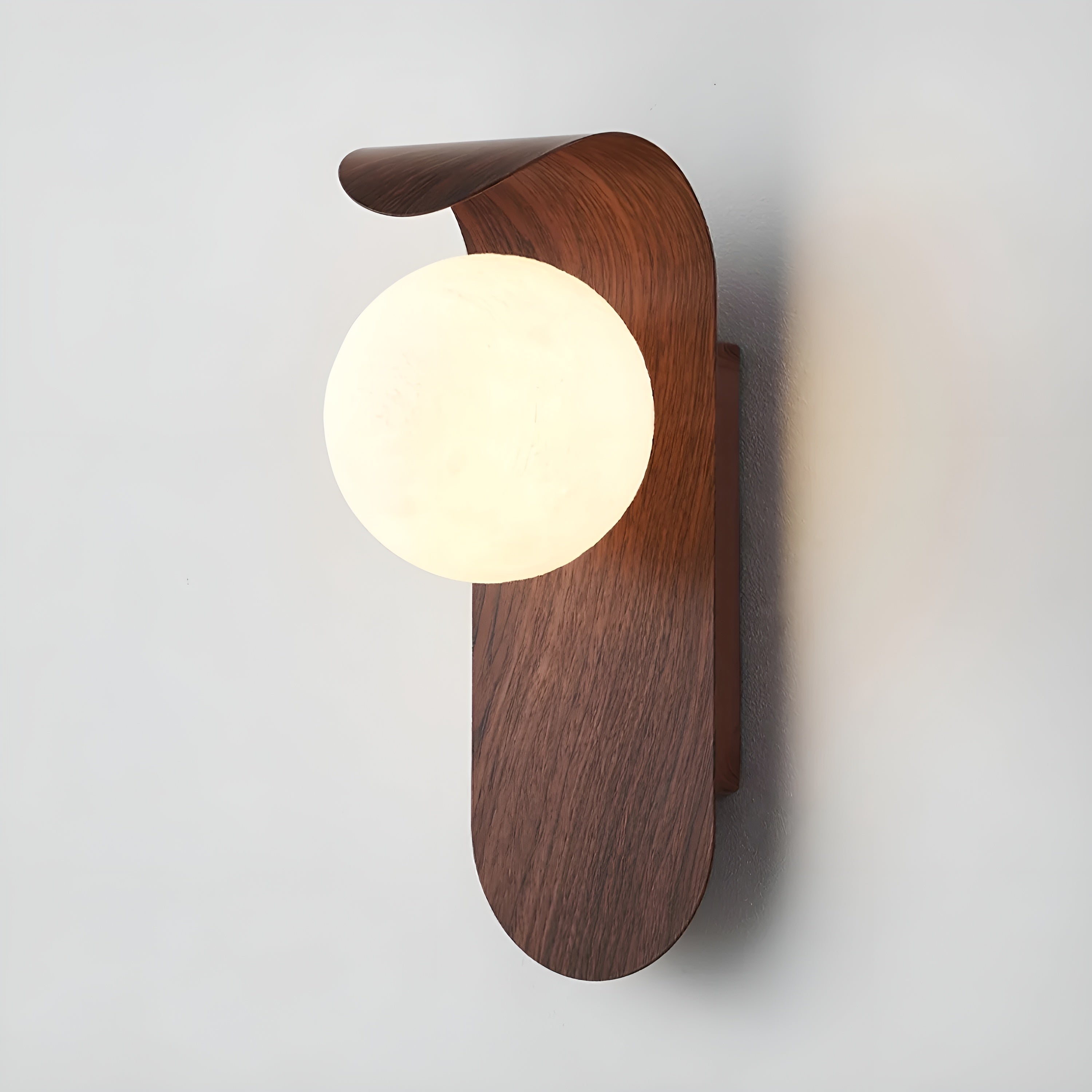 Lunora – Nordic LED Carlyle Wall Lamp with Frosted Globe & Wood Finish