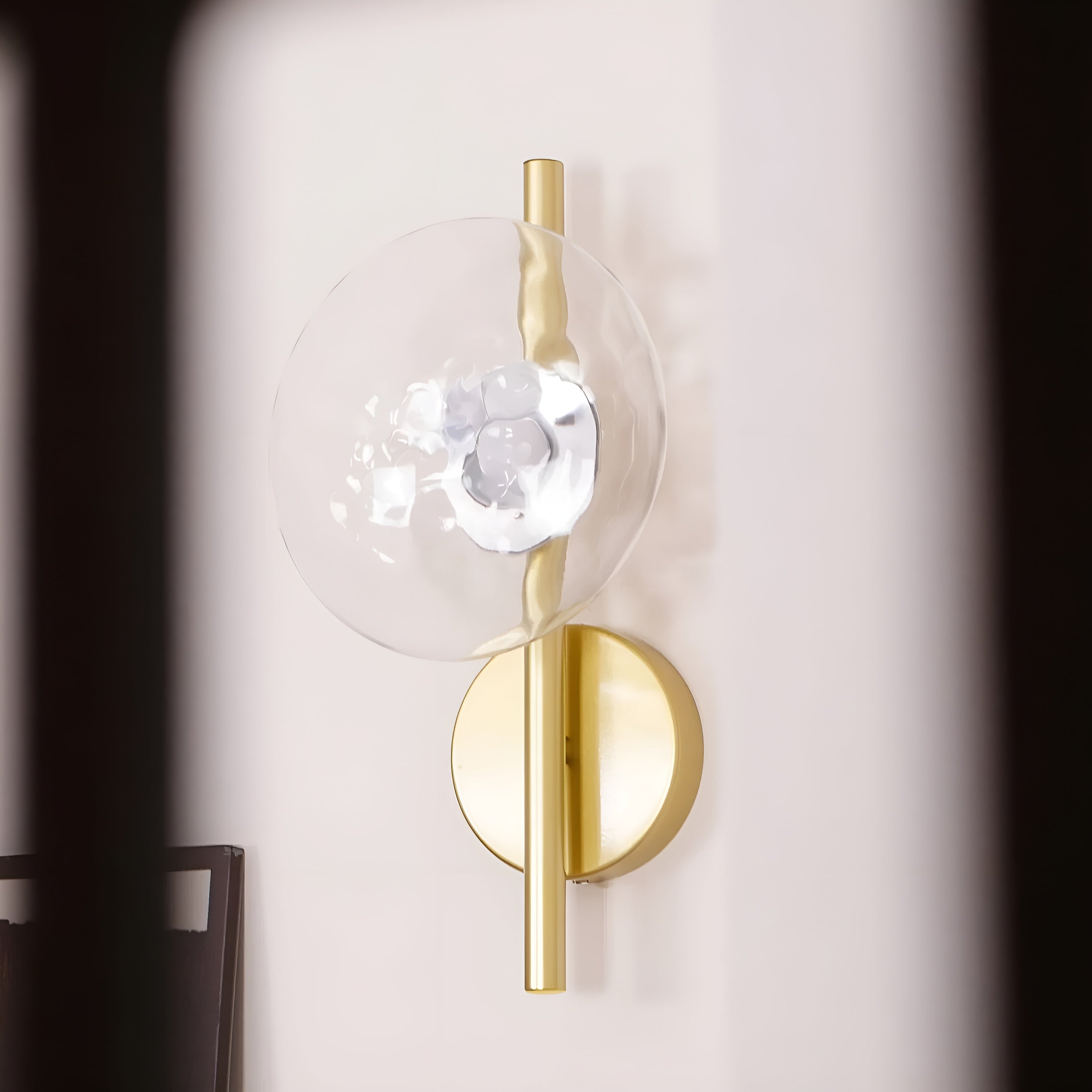 CetoWave – Glass Wall Lamp Nordic Sculptural LED Light for Bedroom Living Room Hallway in Black or Gold with Clear Smoky or Opal Glass