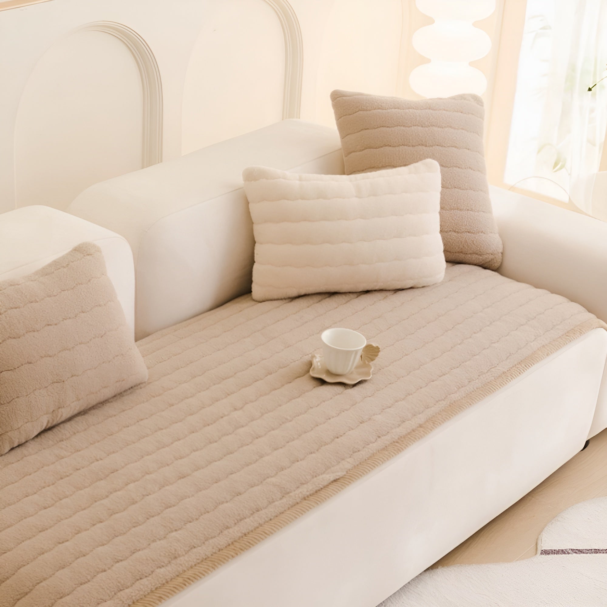 VeluHaven - Thick Plush Sofa Cover Non-Slip Soft Microfiber Protector