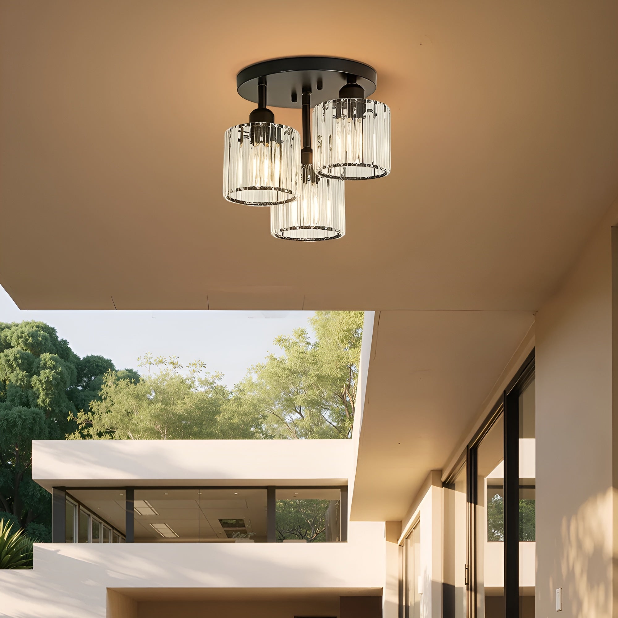 LustraGlow – Crystal Ceiling Light Modern Semi Flush Fixture for Bedroom or Hallway Lighting