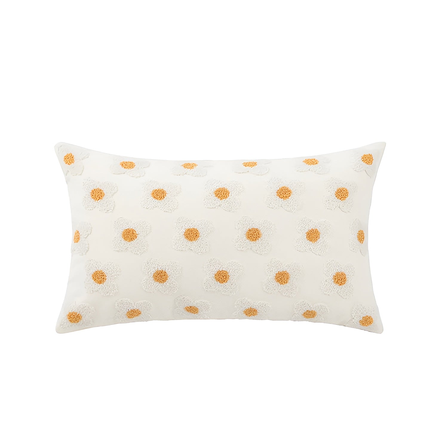 Blossiva – Daisy Embroidered Pillow Cover in Cotton for Cozy Home Styling