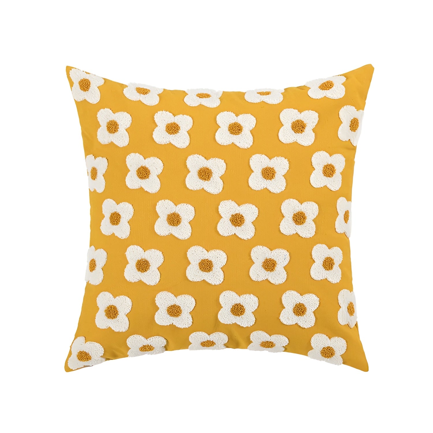 Blossiva – Daisy Embroidered Pillow Cover in Cotton for Cozy Home Styling