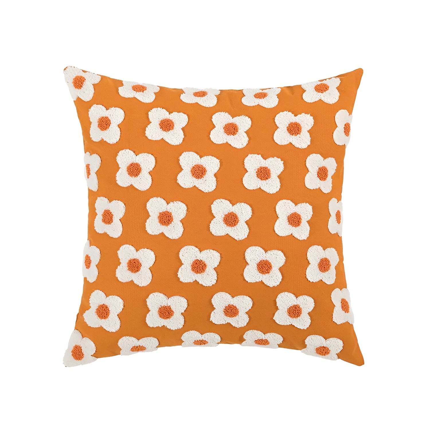 Blossiva – Daisy Embroidered Pillow Cover in Cotton for Cozy Home Styling