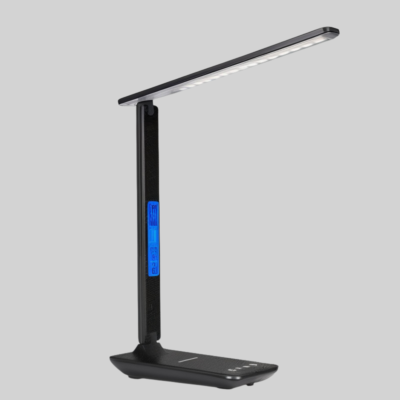 LumiCore – Wireless LED desk lamp with touch control, digital display & charging station