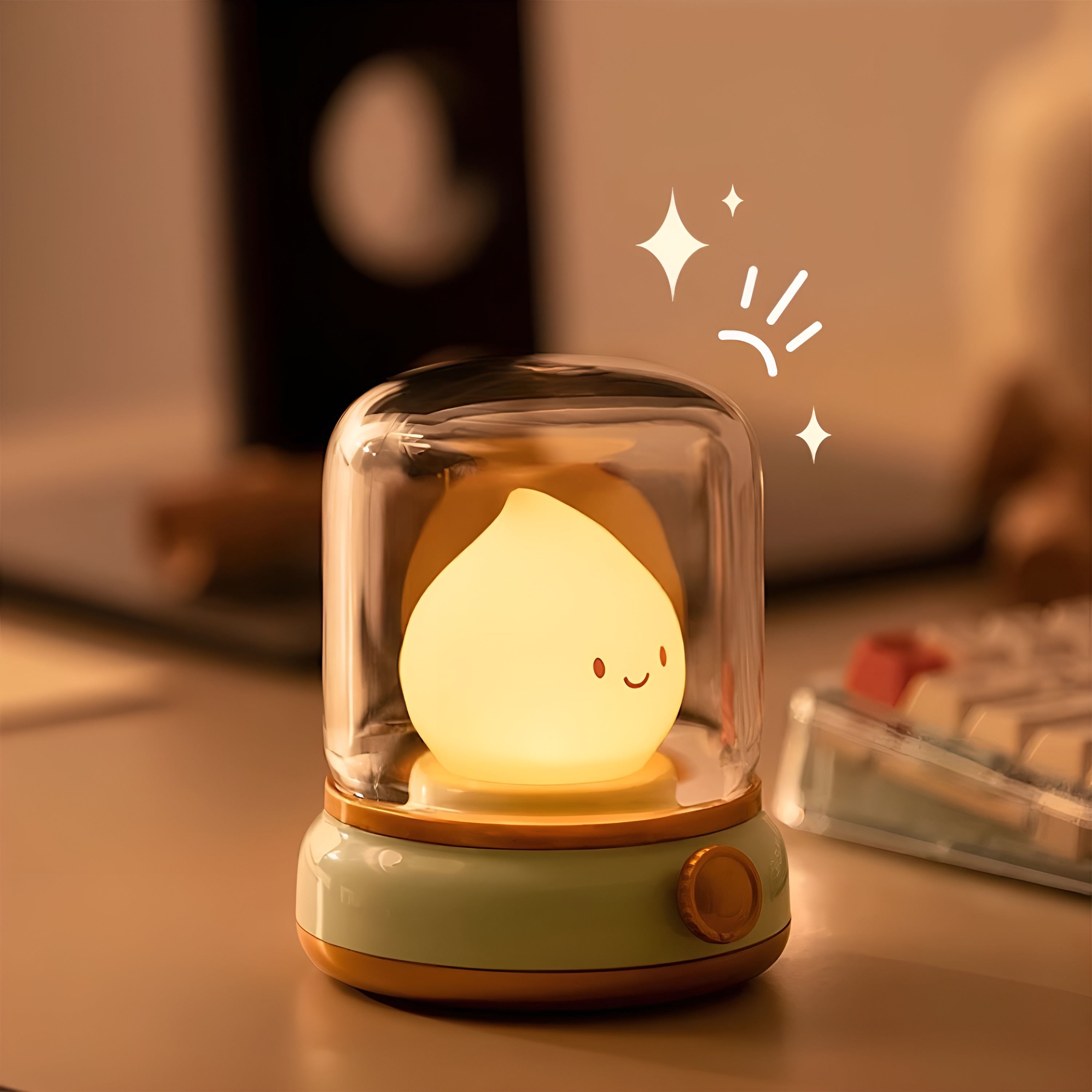 GlowMiri – Flame LED Small Night Light Warm Portable Ambient Lamp