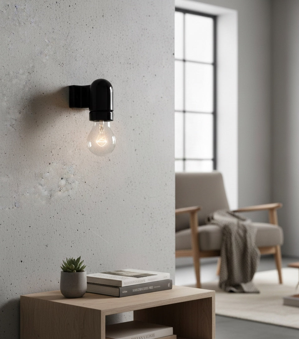 Porcela – Minimal Angled Lamp Holder 90 Degree Porcelain Design