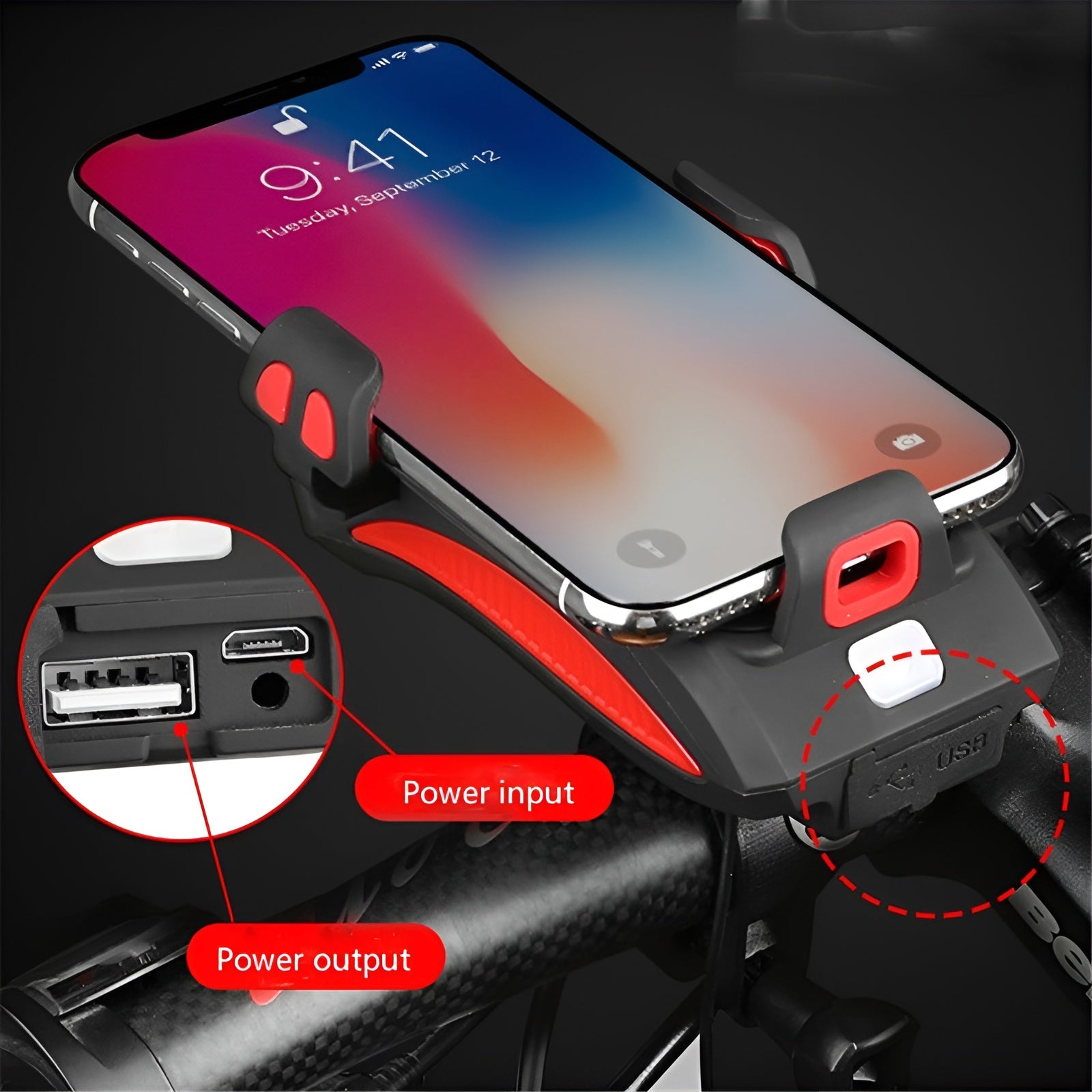 Cyclaro – 4 in 1 Bicycle Phone Holder with Power Bank Light and Horn
