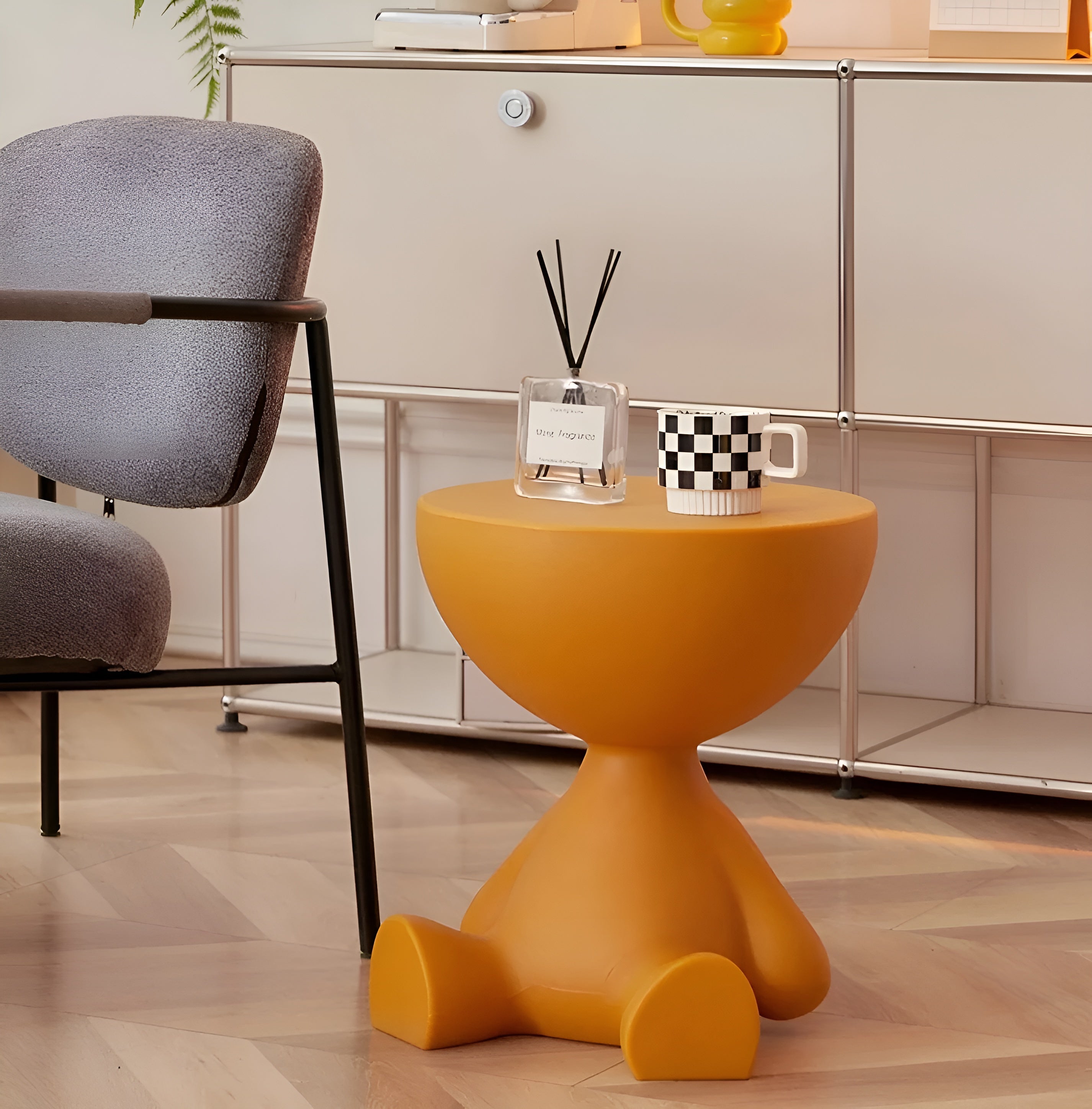 Lunaro – Minimalist Round Coffee Table Modern Small Side Table for Living Room or Bedroom