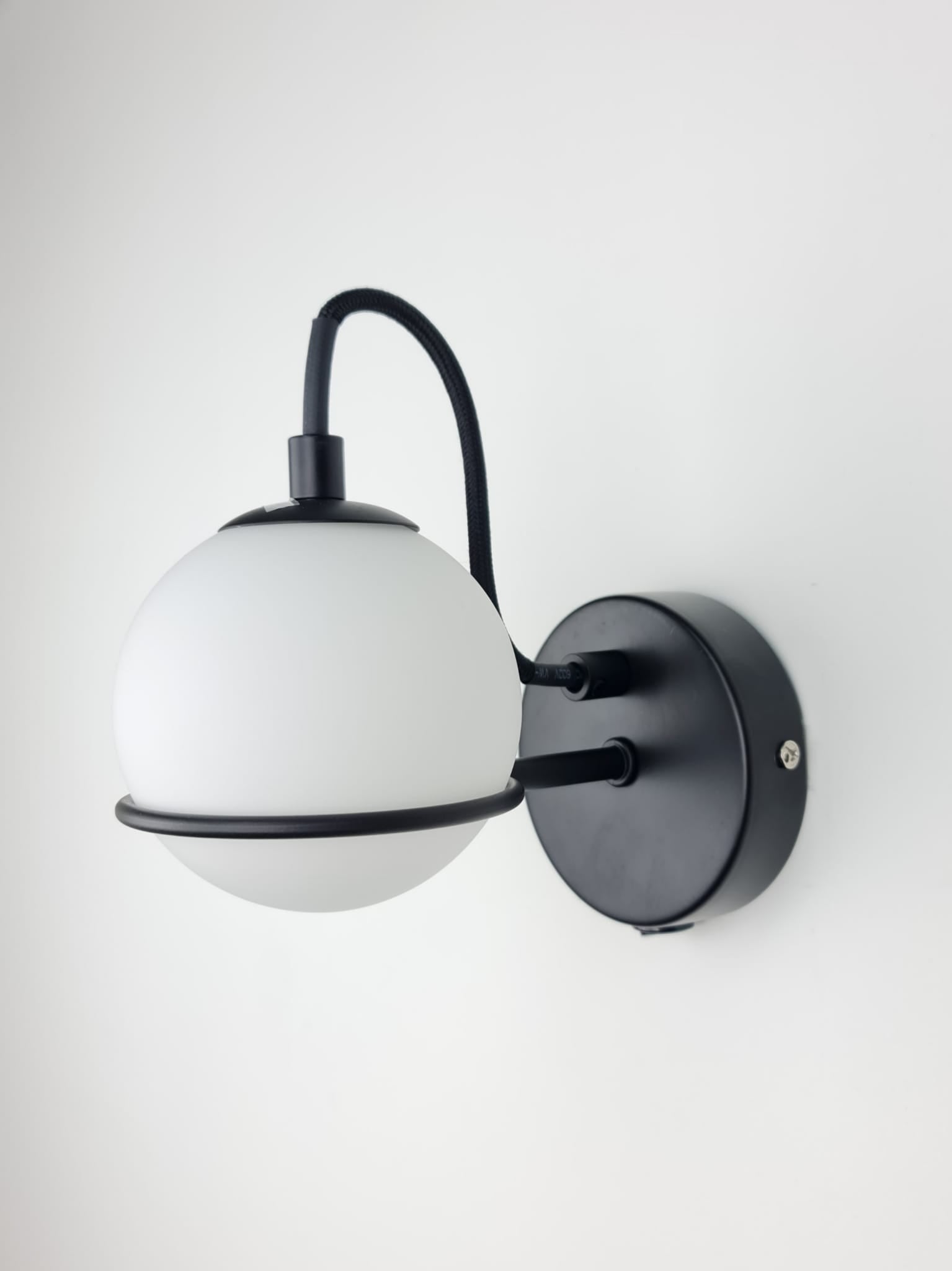 Lumivelle – Melville Modern Matte Black Wall Light with Glass Shade Options