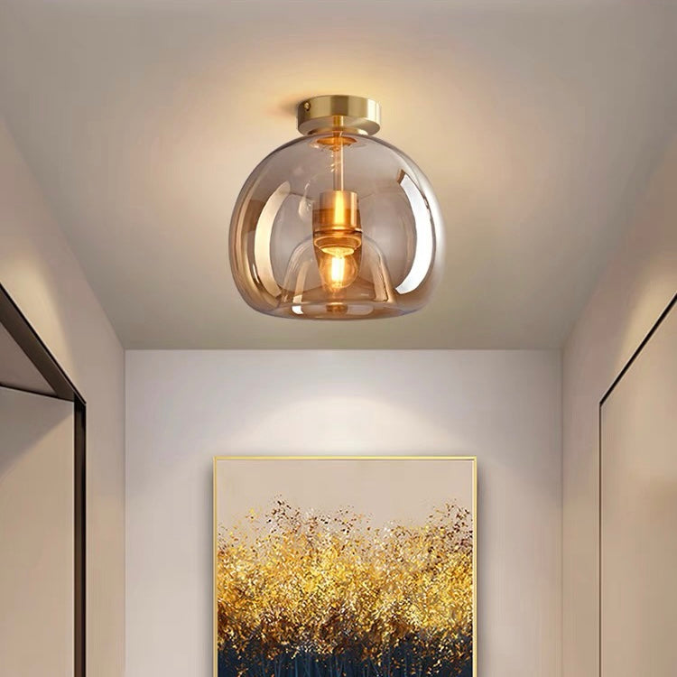 VintaGlow – Retro Copper Glass Ceiling Light with Modern Vintage Metal Fixture