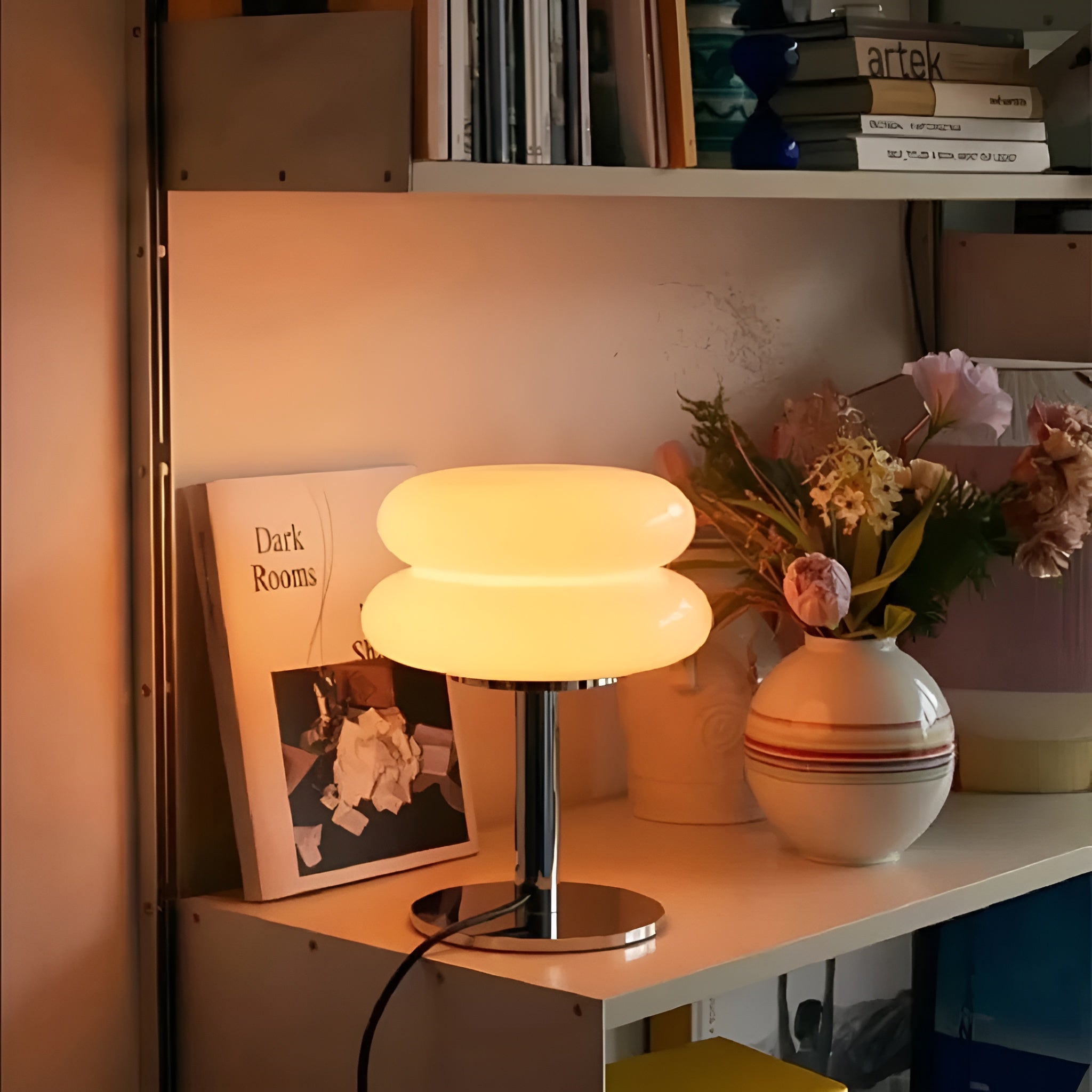 LumiBau – Minimalist Glass Table Lamp with Soft Warm Diffused Light