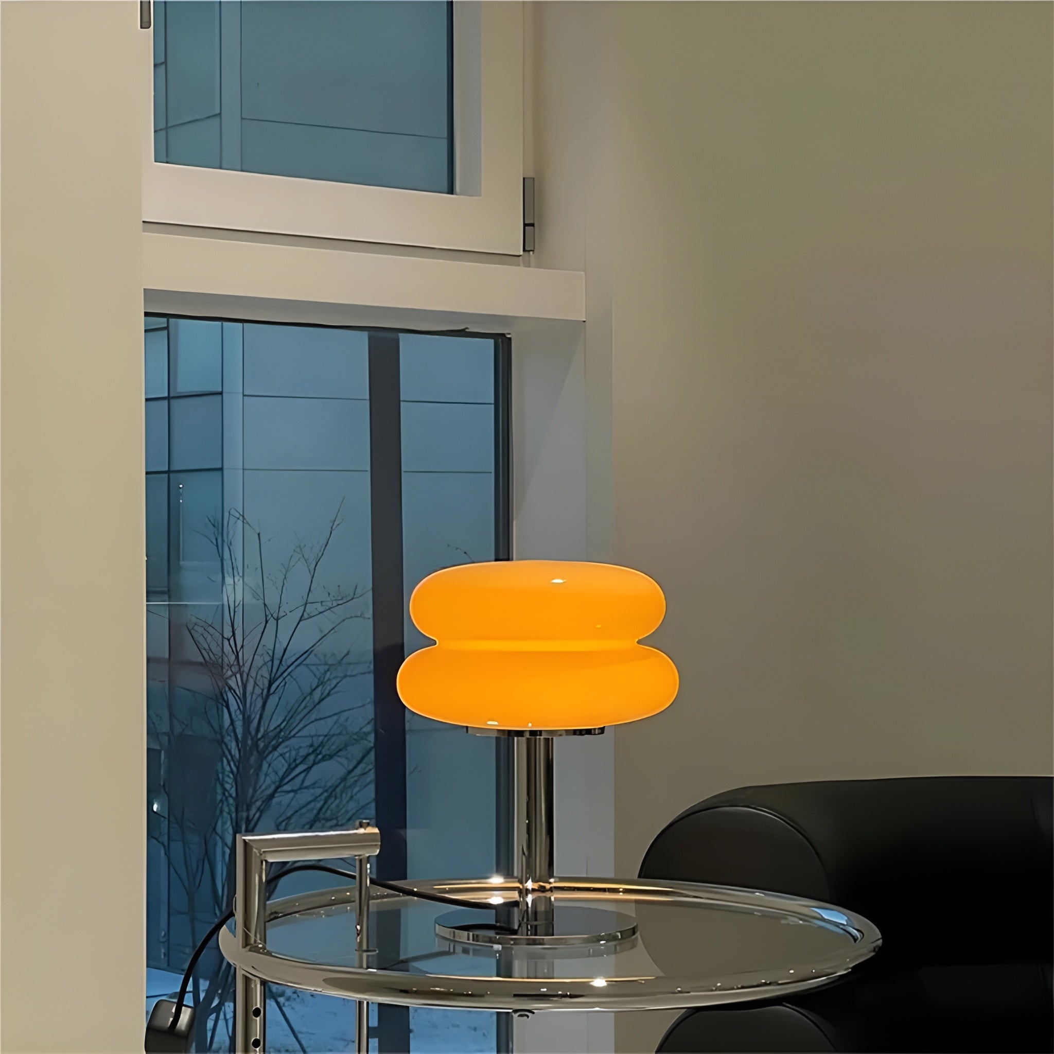 LumiBau – Minimalist Glass Table Lamp with Soft Warm Diffused Light