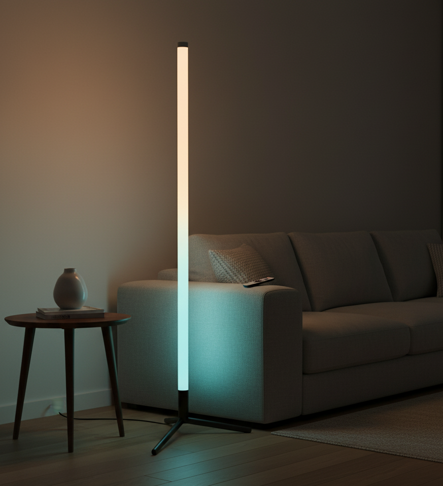 NyvraGlow – Corner Floor Lamp - Warm White Ambient Lighting with Remote