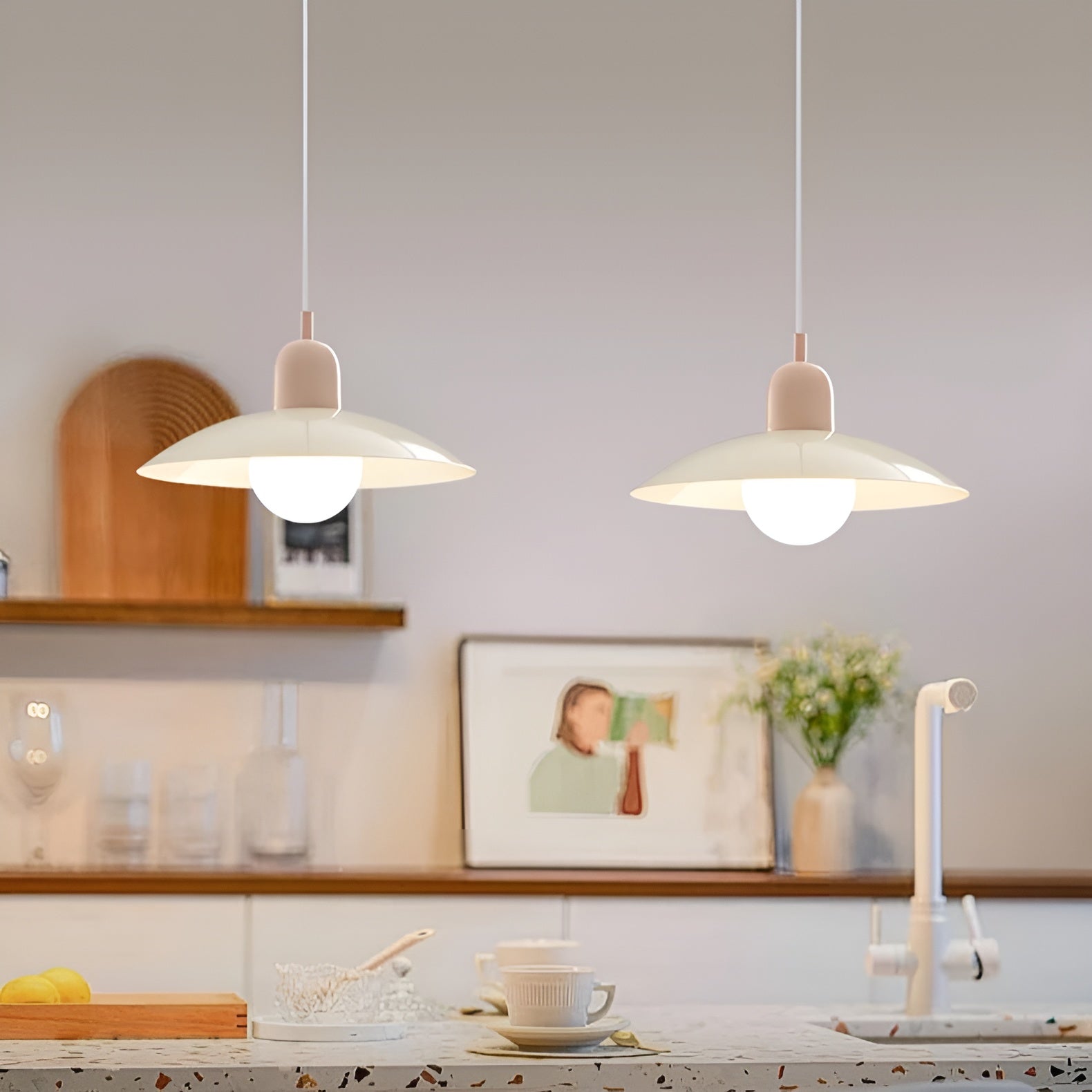 LineaGlow – Nordic Macaron Pendant Light Bauhaus Modern Hanging Lamp Adjustable for Dining Room Kitchen or Café