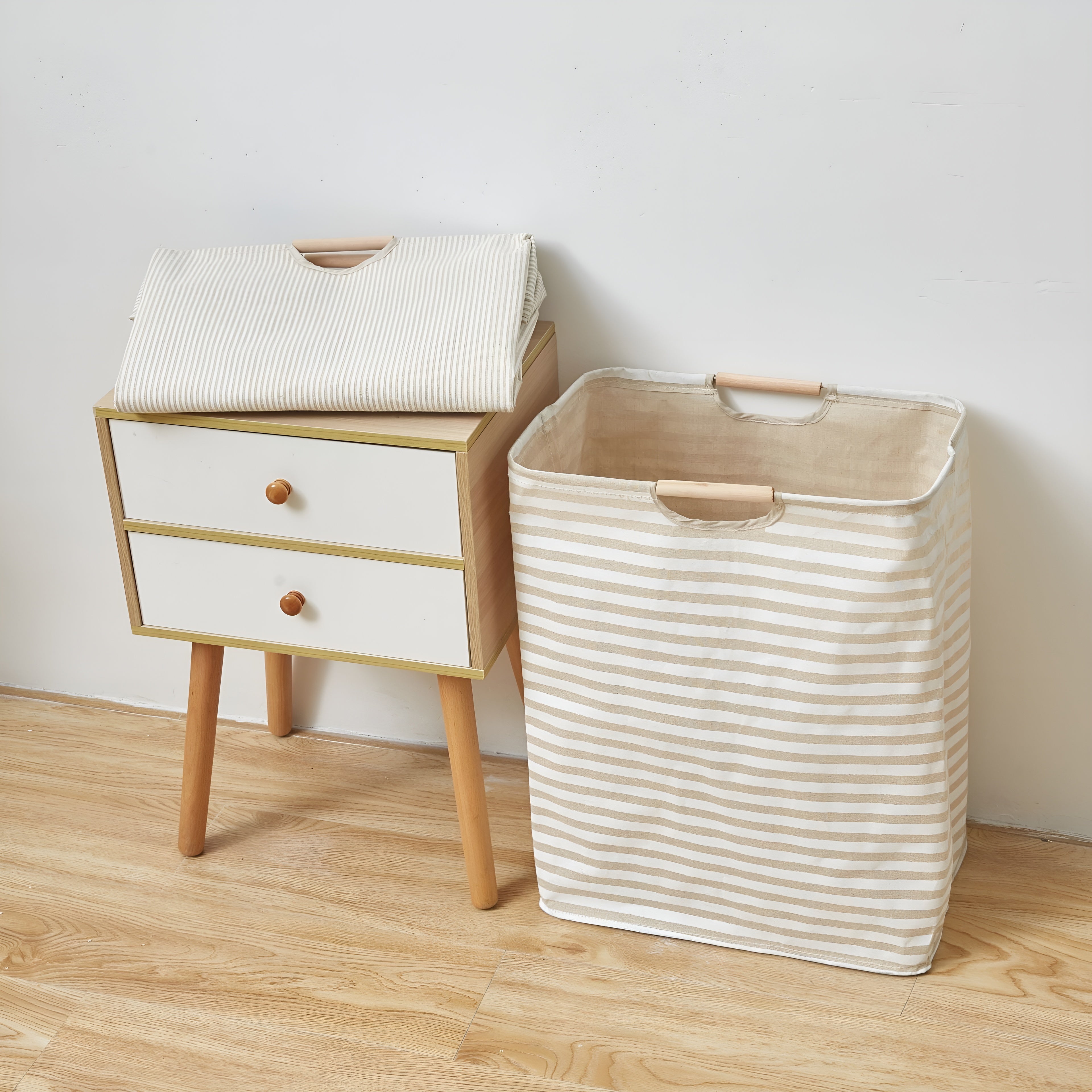 Sindel – Waterproof Laundry Bag, Foldable Cotton Linen Storage Basket with Handles
