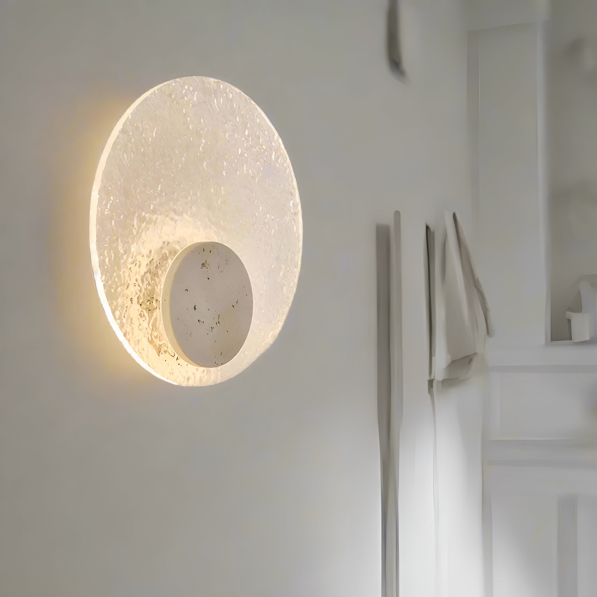 LumiCraft – Travertine Wall Lamp with Modern Acrylic Indoor LED Light