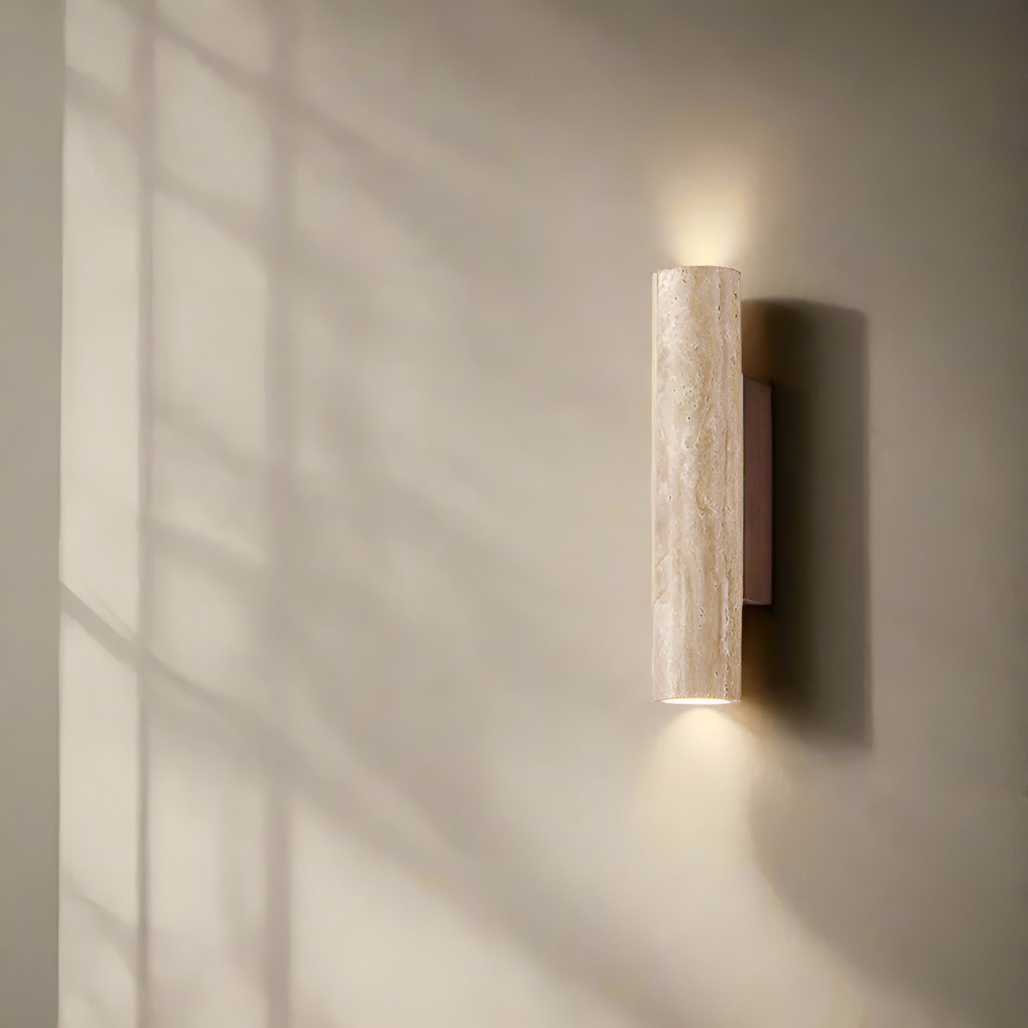 LumiStone – Travertine Wall Lamp with Warm Dual LED Light