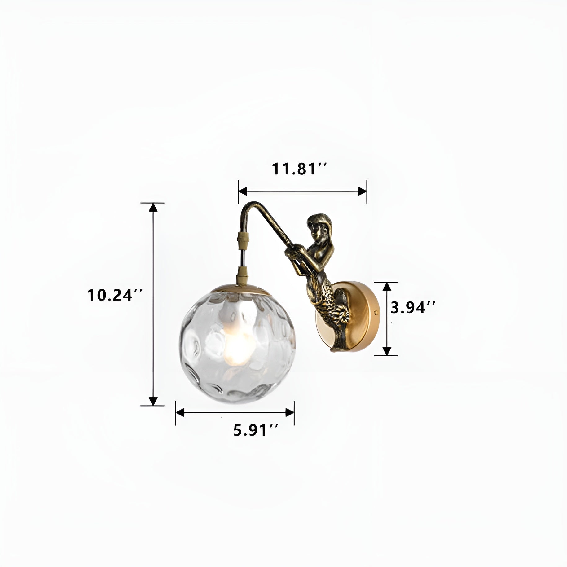 Aurellia – Vintage Rustic Mermaid Orb Wall Sconce Lamp LED Light