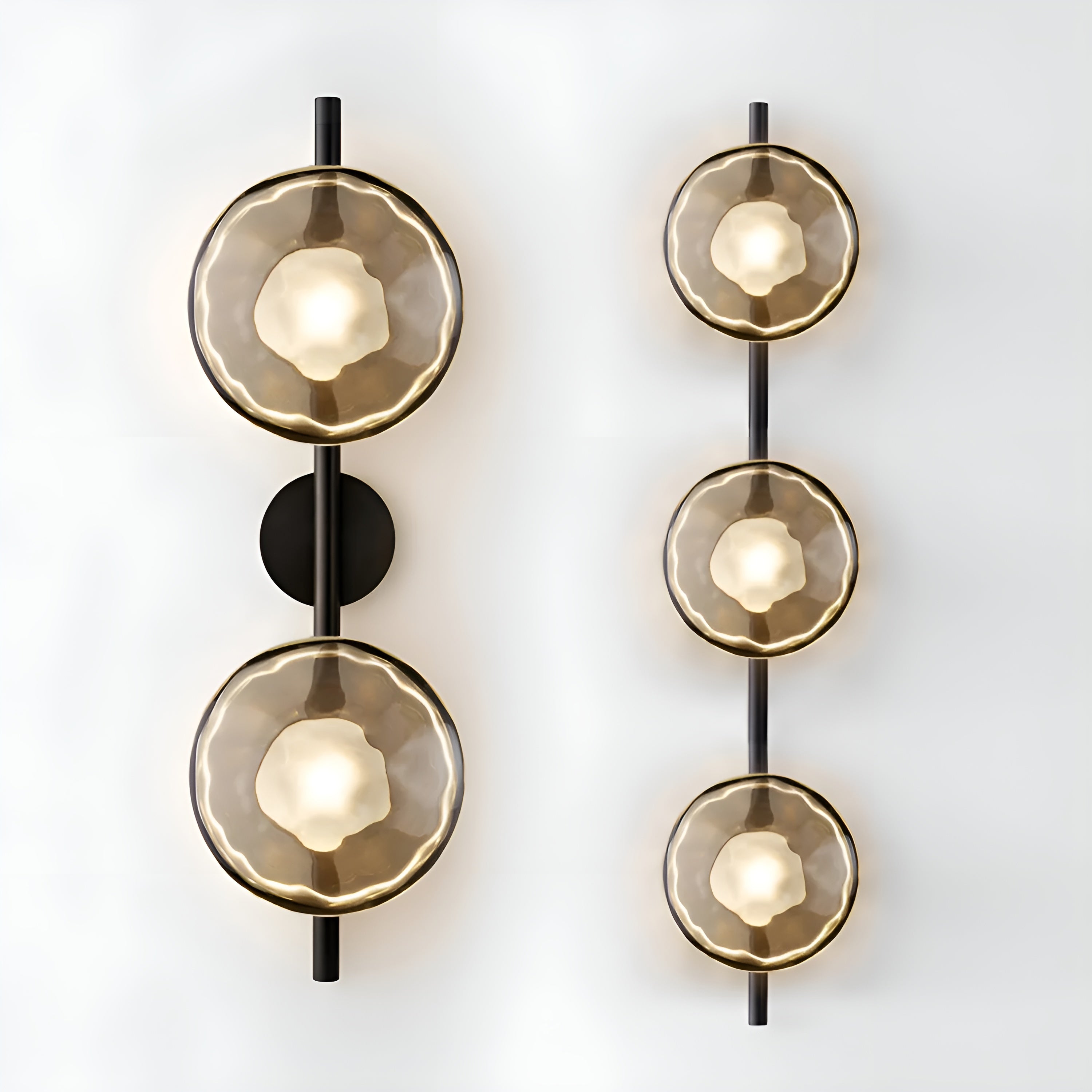 CetoWave – Glass Wall Lamp Nordic Sculptural LED Light for Bedroom Living Room Hallway in Black or Gold with Clear Smoky or Opal Glass