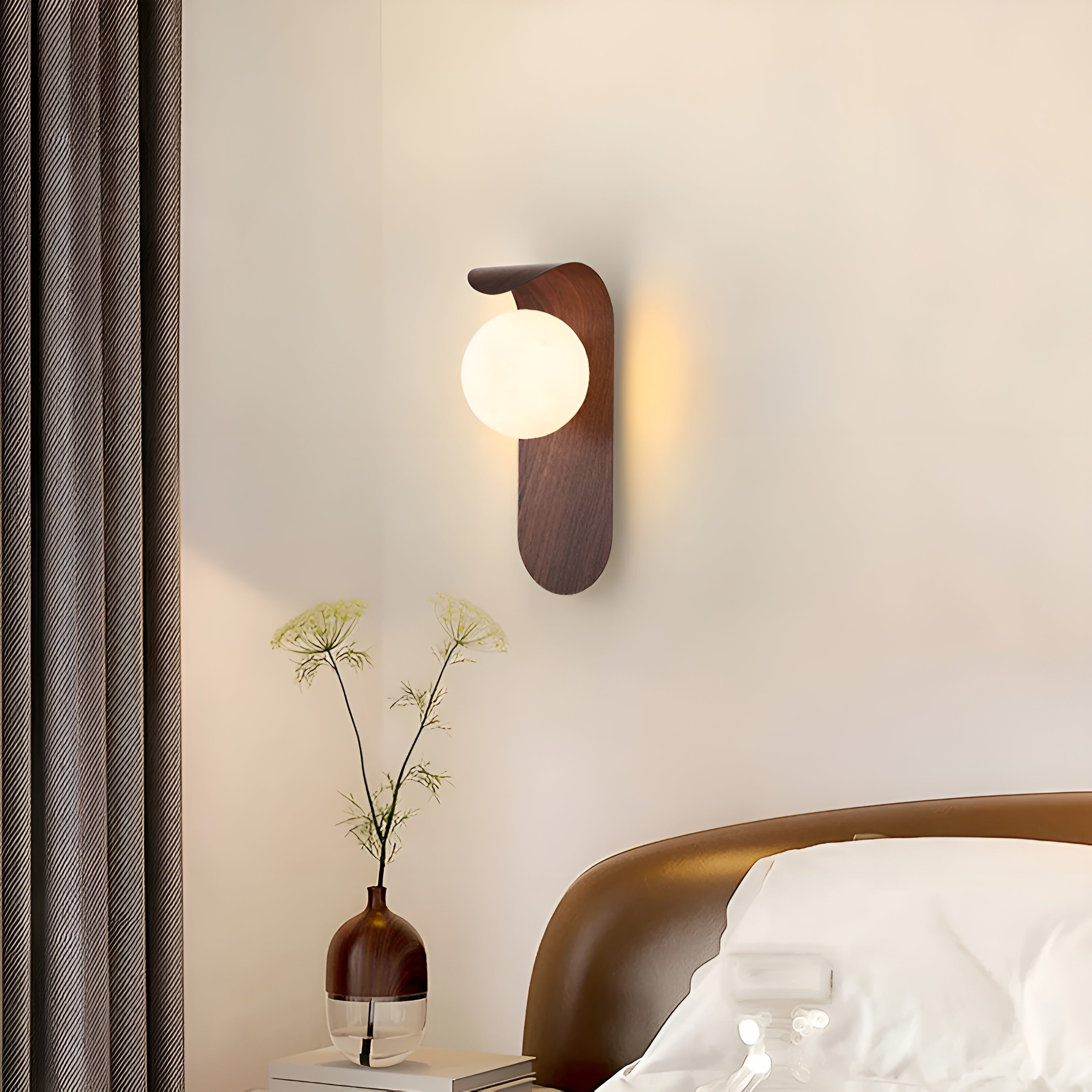 Lunora – Nordic LED Carlyle Wall Lamp with Frosted Globe & Wood Finish
