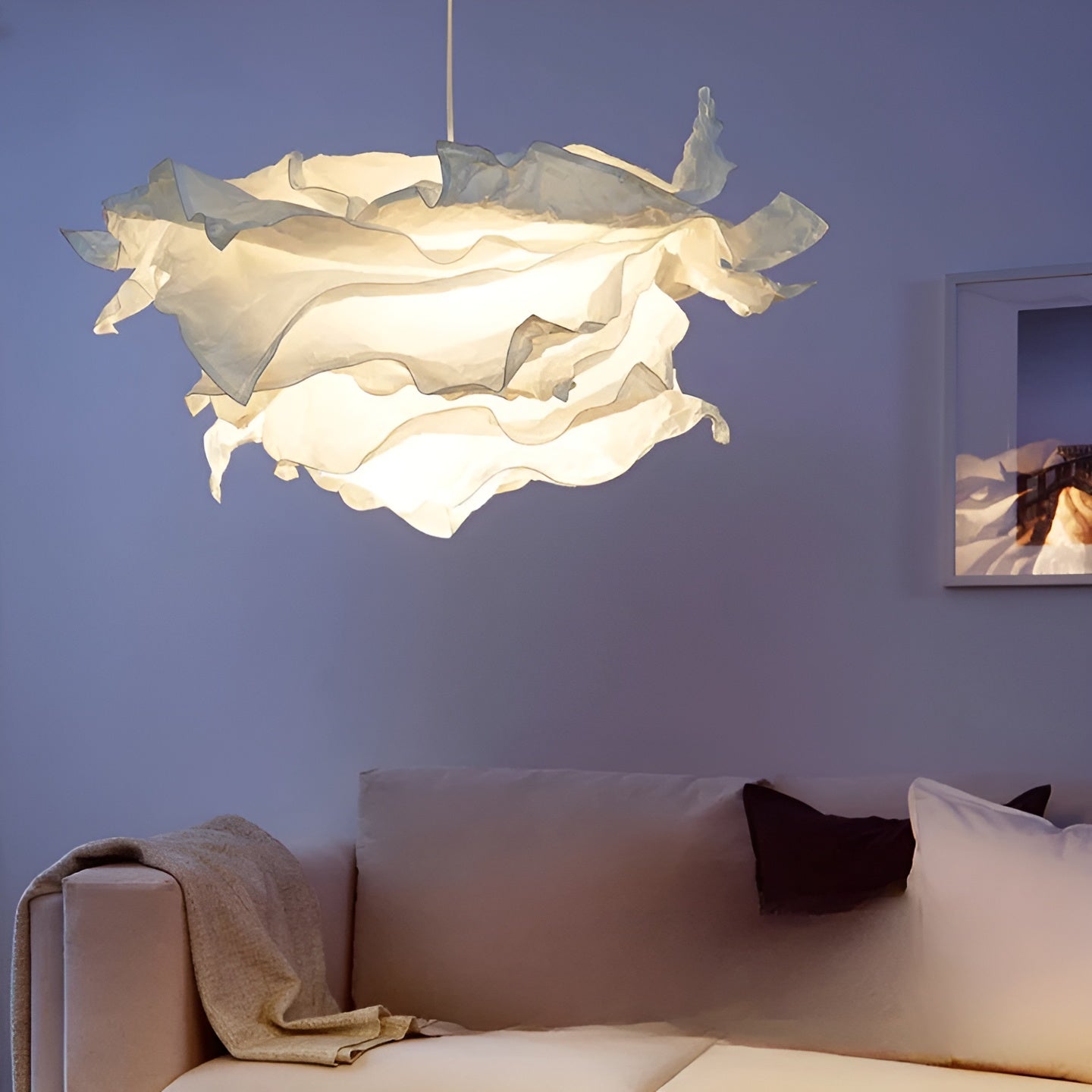 Cloudéa – Nordic Paper Cloud Pendant Light with Tri-Color LED Glow
