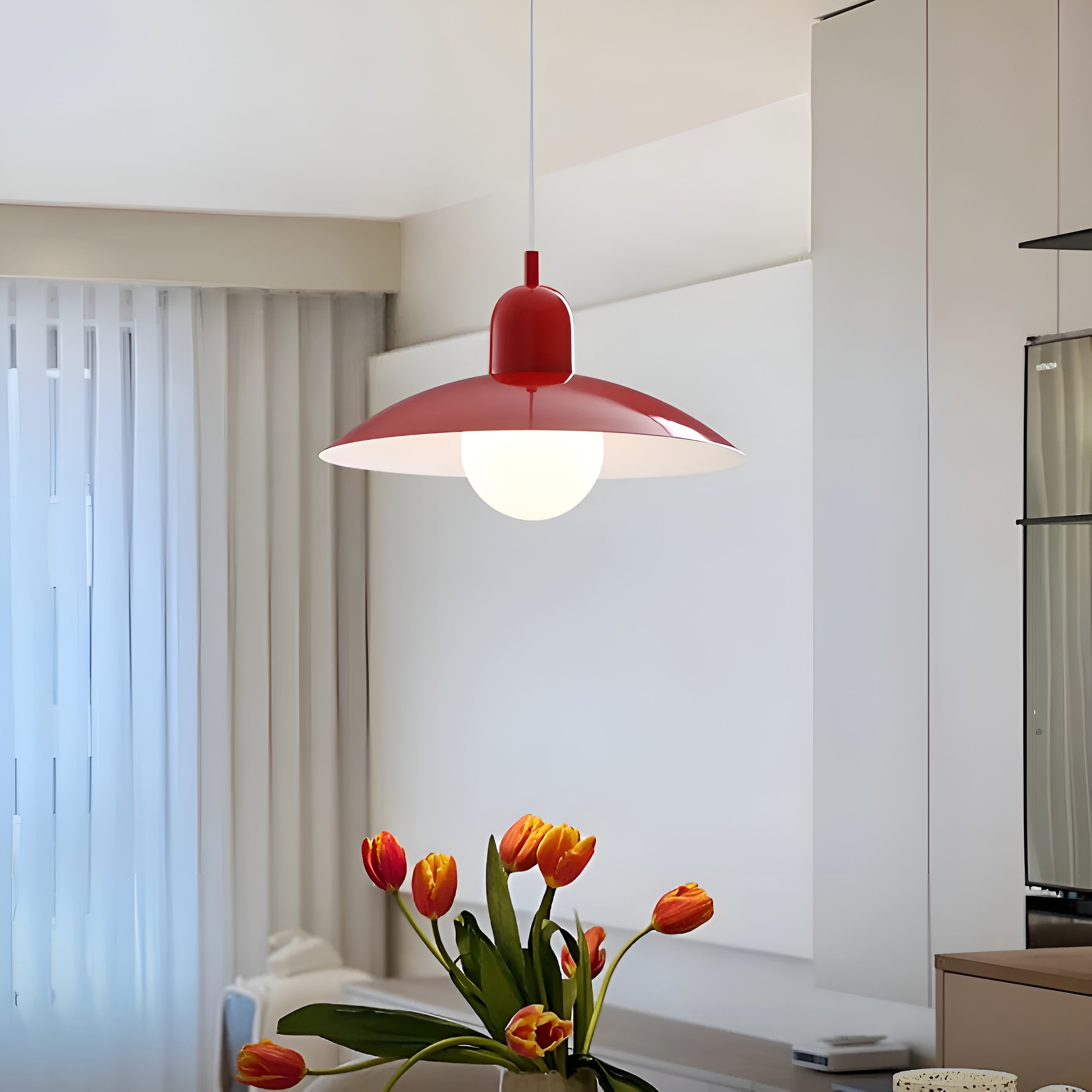LineaGlow – Nordic Macaron Pendant Light Bauhaus Modern Hanging Lamp Adjustable for Dining Room Kitchen or Café