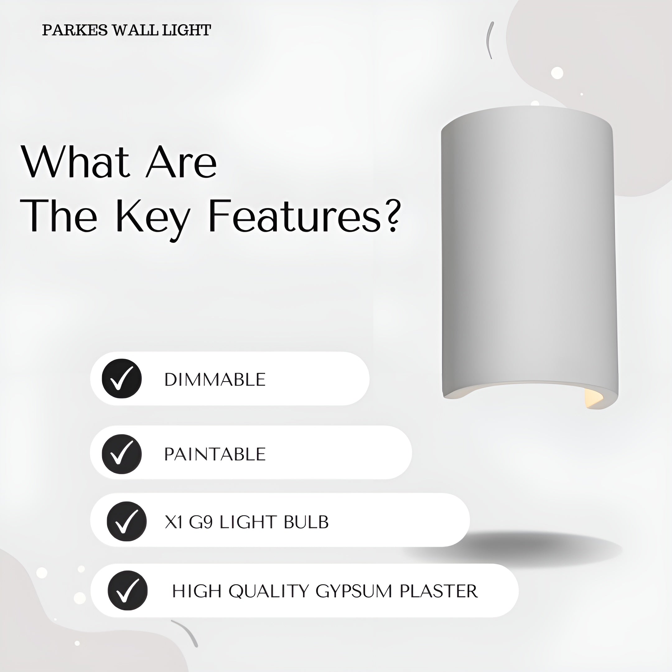 LumiArc – Parkes Paintable Plaster Wall Light with Modern Up Down Glow