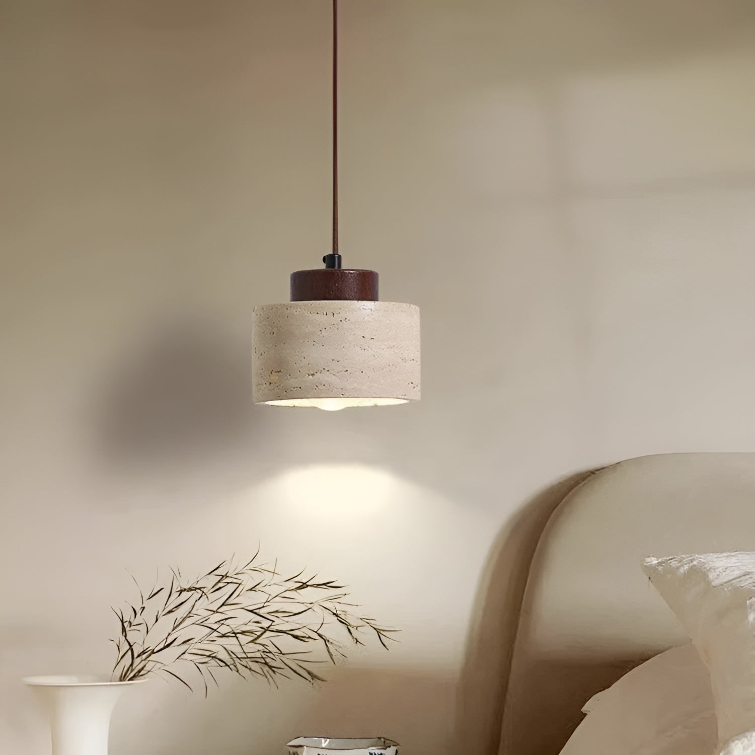 Lunavia – Nordic Travertine Pendant Light with LED for Elegant Minimalist Interiors
