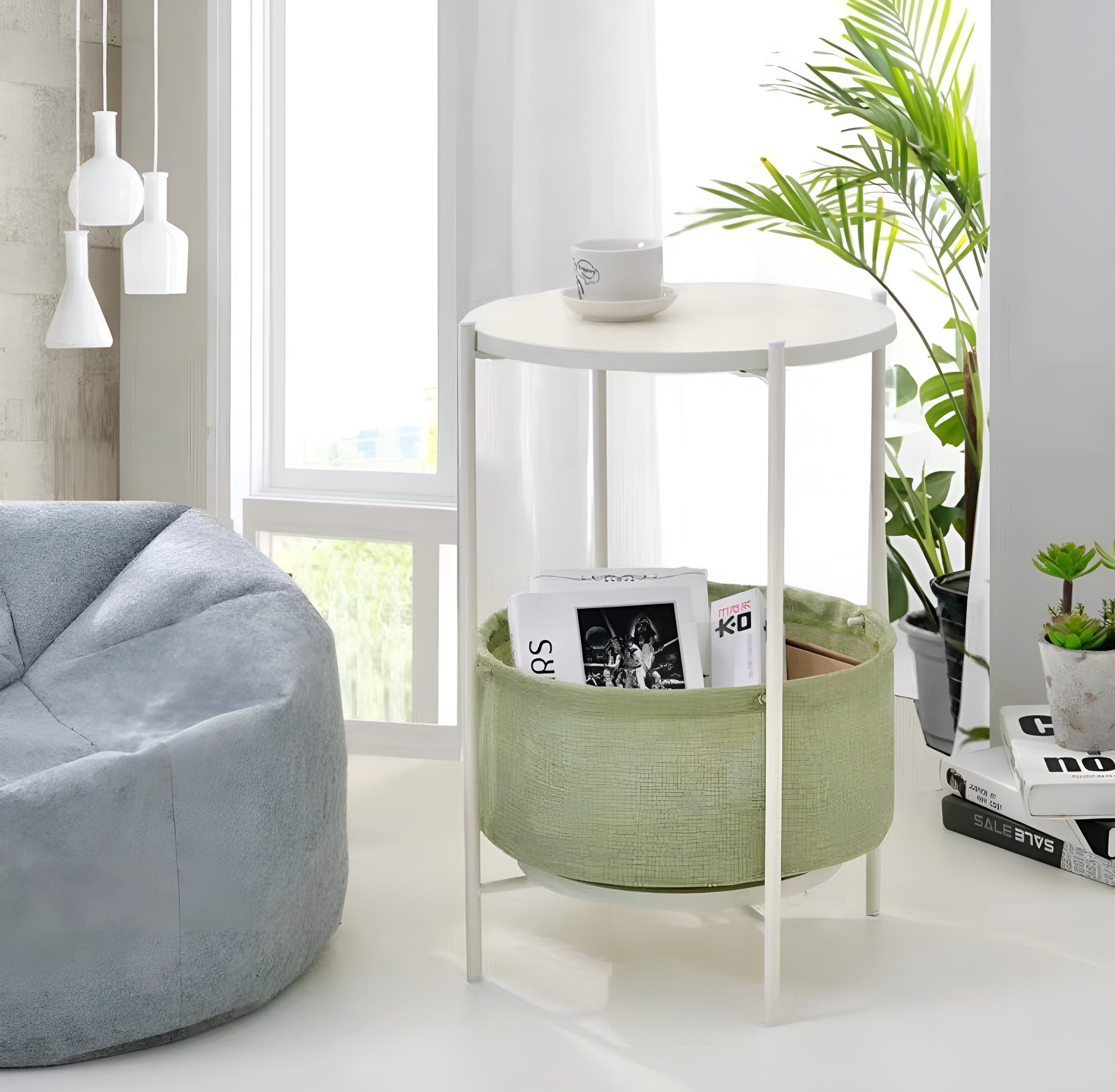 Nestura – Scandinavian Fabric Side Table Soft Storage Modern Home Accent
