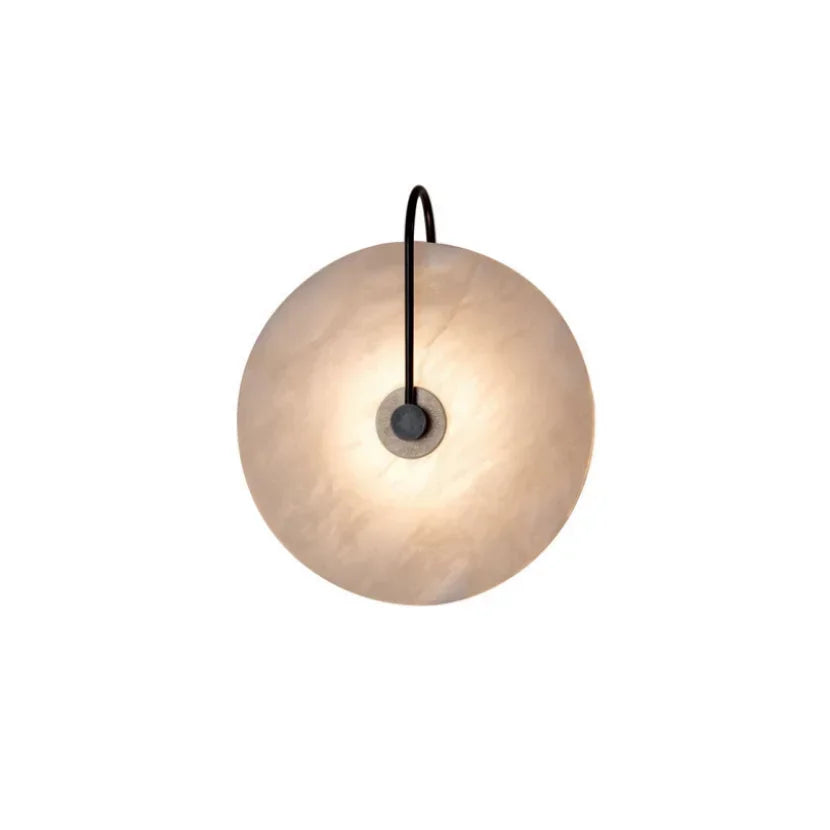 LumeRock – Marble and iron LED wall lamp in black & gold (D22–32cm)