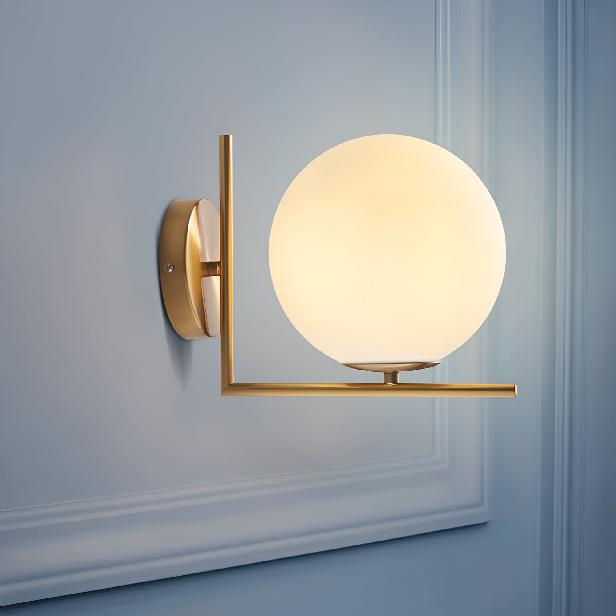 GlowVint – Lighting Antique Brass Opal Glass Globe Wall Light Fixture