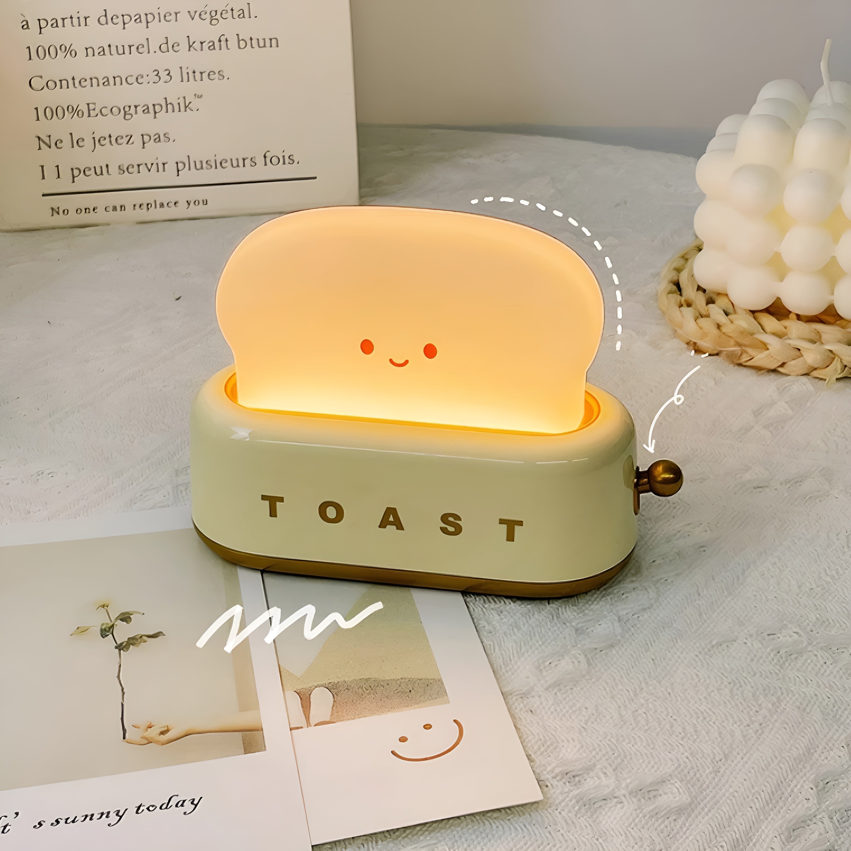 ToastiGlow – Toaster Table Lamp with Built In Battery Warm LED Light