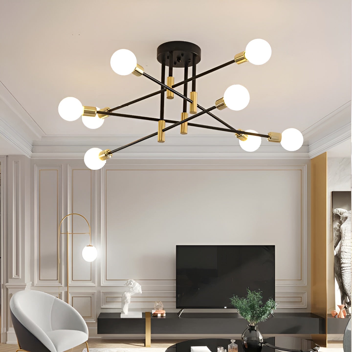 NoirLux – Nordic Ceiling Light Matte Black Modern Fixture for Dining Bedroom or Living Room