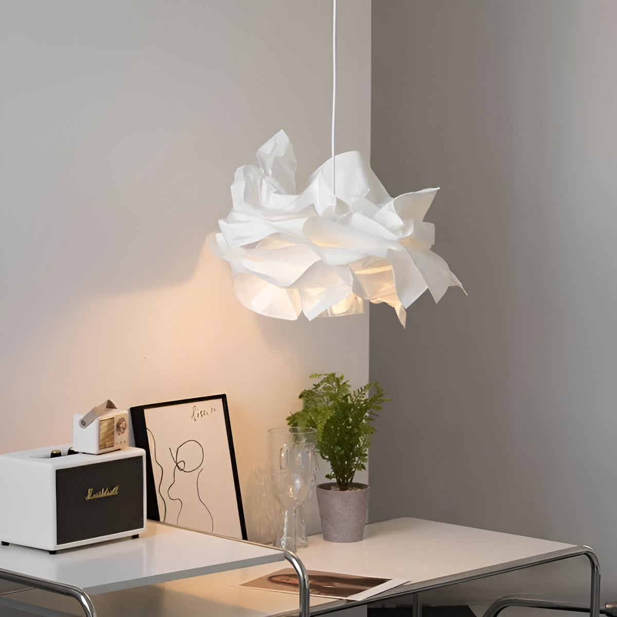 Cloudéa – Nordic Paper Cloud Pendant Light with Tri-Color LED Glow