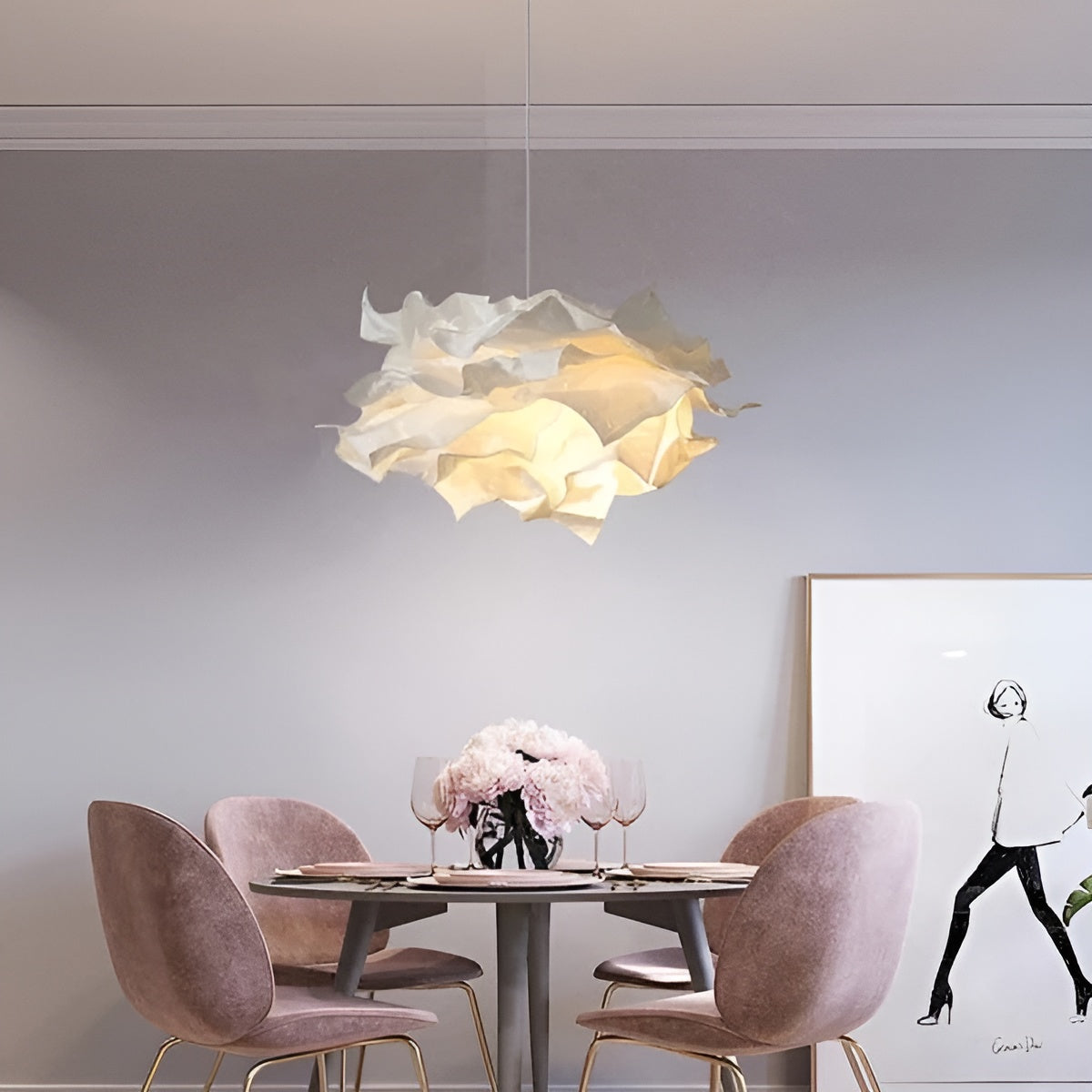 Cloudéa – Nordic Paper Cloud Pendant Light with Tri-Color LED Glow