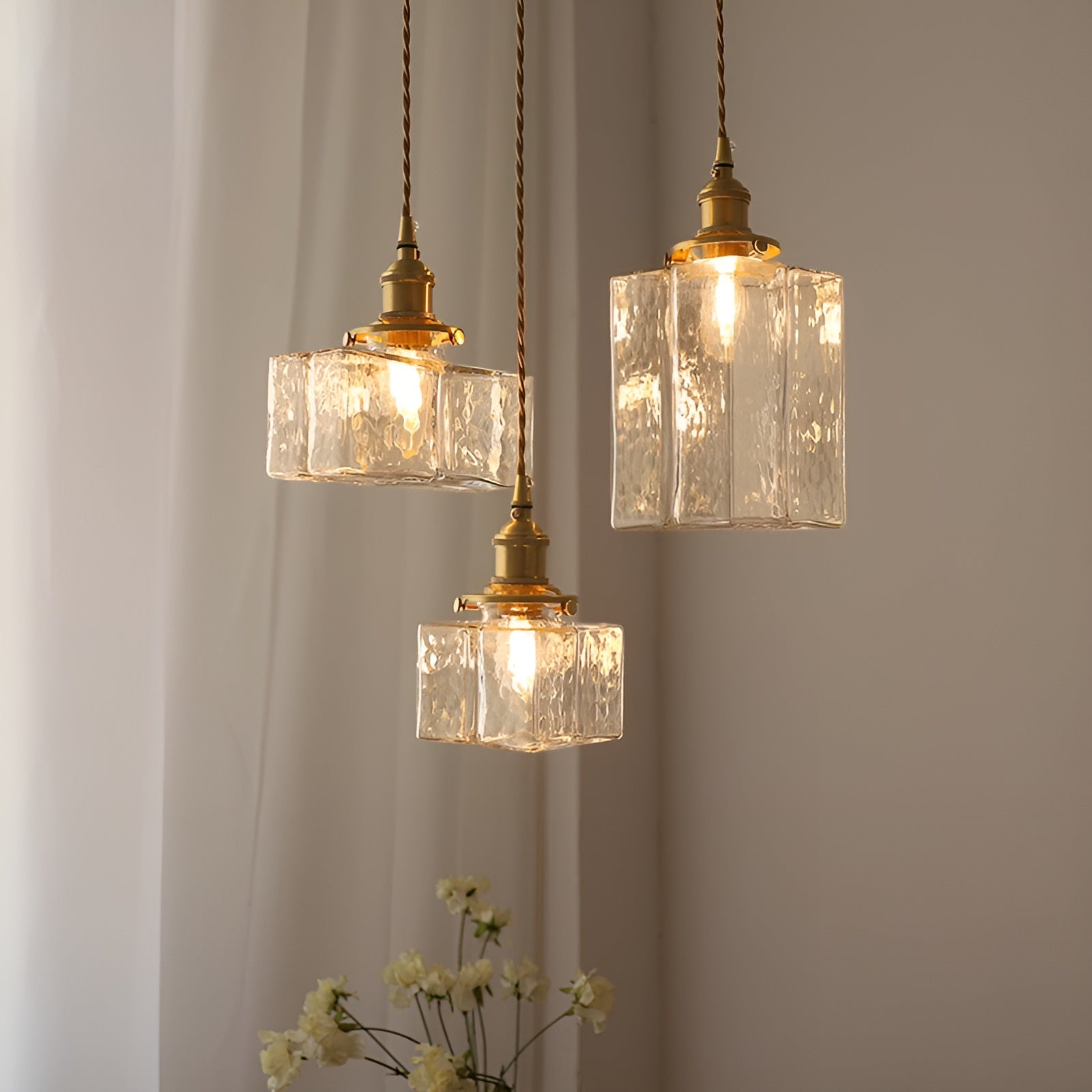 Glowrelic – Glass Pendant Lamp for Dining Table Vintage Clear Light