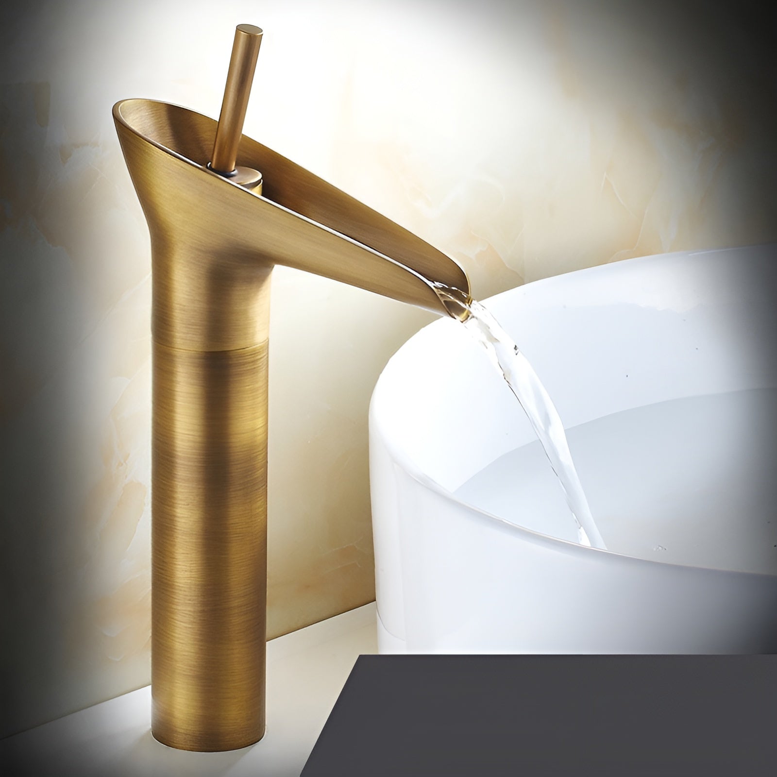 AquaHeritage – Antique Brass Waterfall Bathroom Faucet a Luxury Basin Mixer Tap