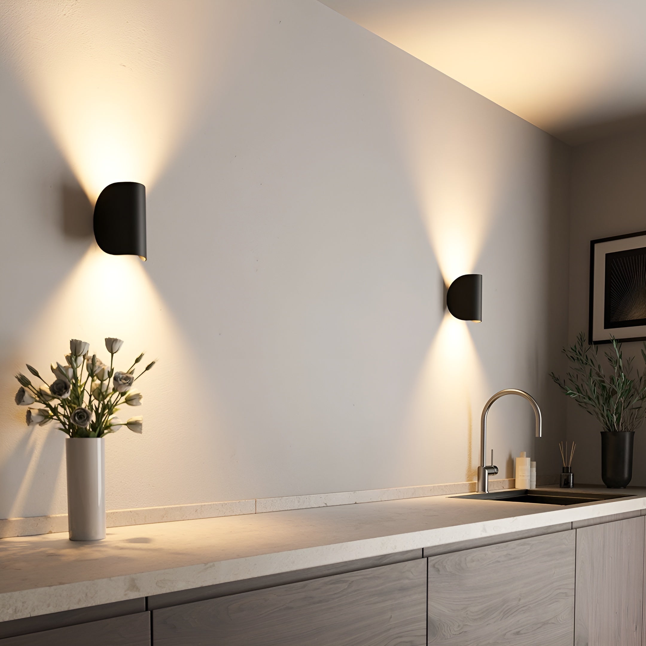 LoringGlow Sculptural LED Wall Light – Modern Black or White Aluminum Indoor Lamp