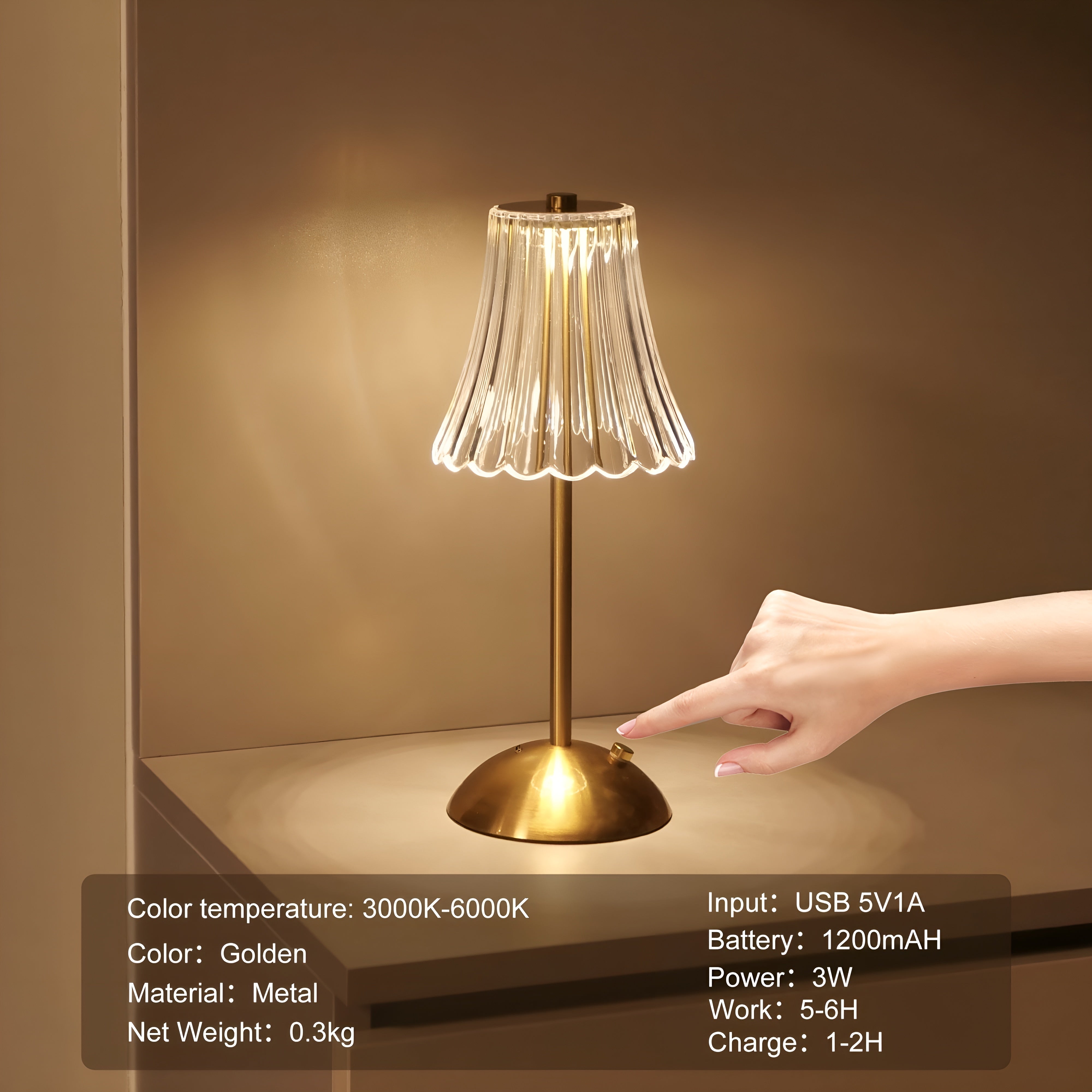 AuraLume – Dimmable LED Table Lamp with USB Rechargeable Touch Sensor Light