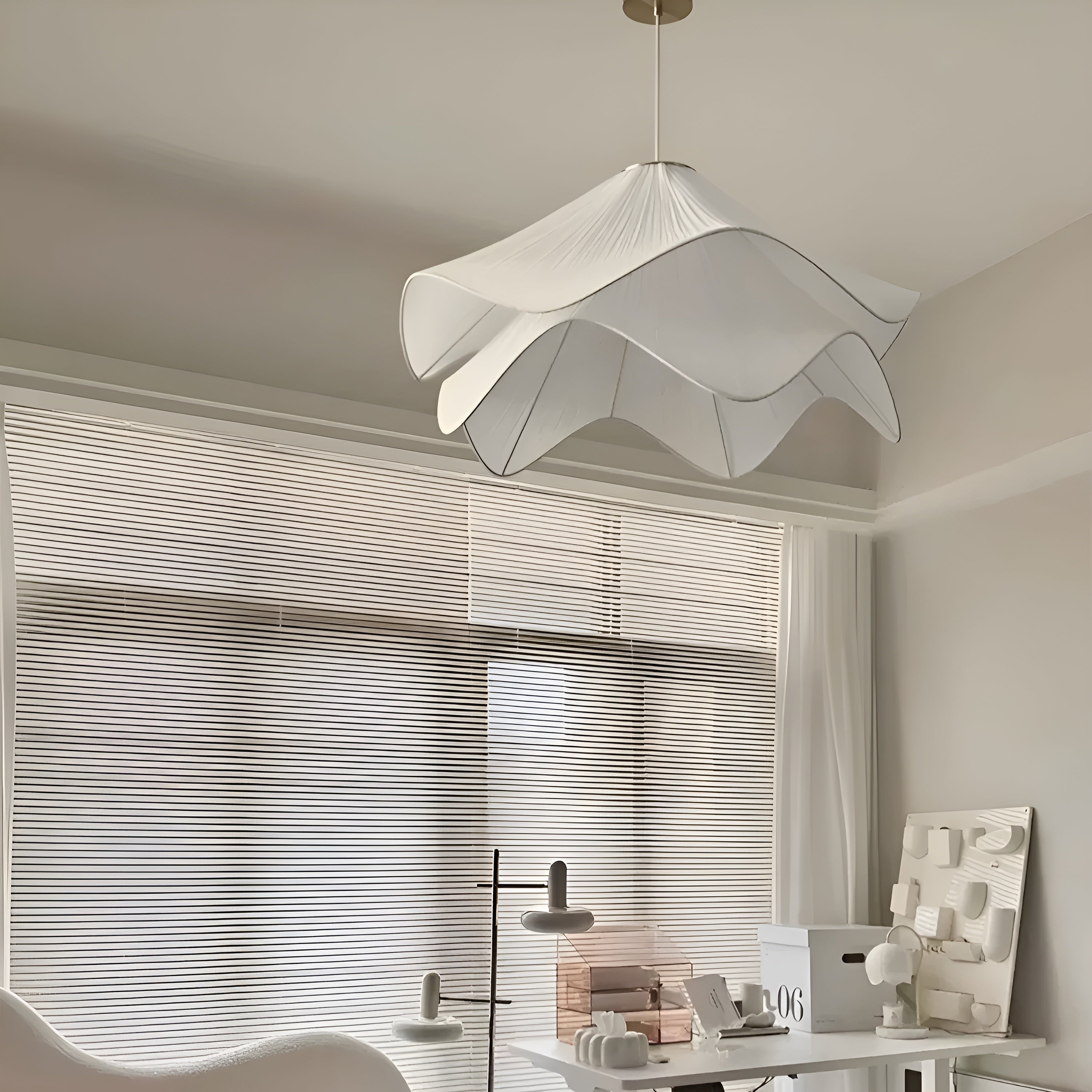 Serentis – Fabric Pendant Lamp Minimalist Modern Adjustable Hanging Light for Bedroom Dining Room or Living Room