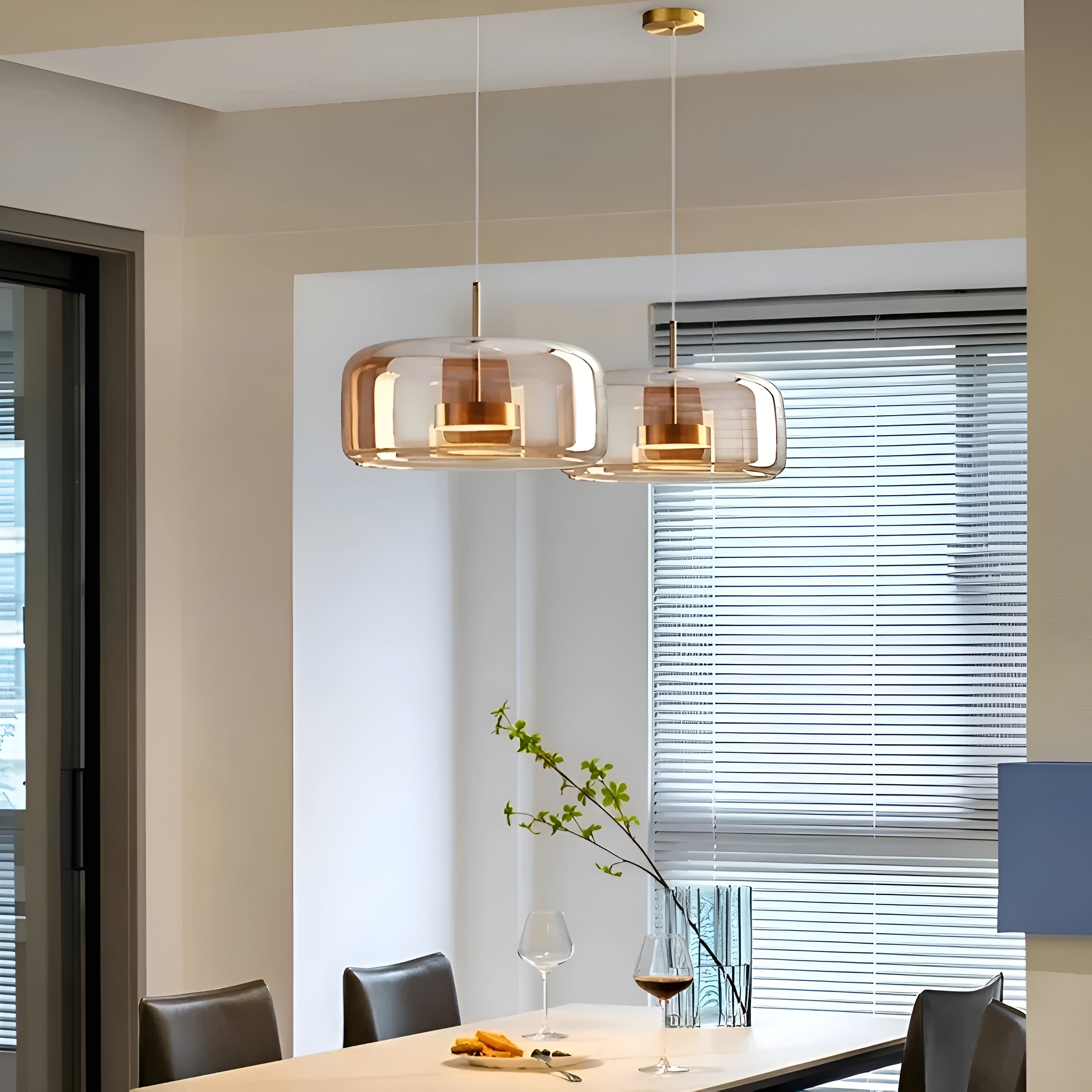 HaloGlow – Trio Ceiling Lamp with Modern Pendant LED Glass Light Fixture