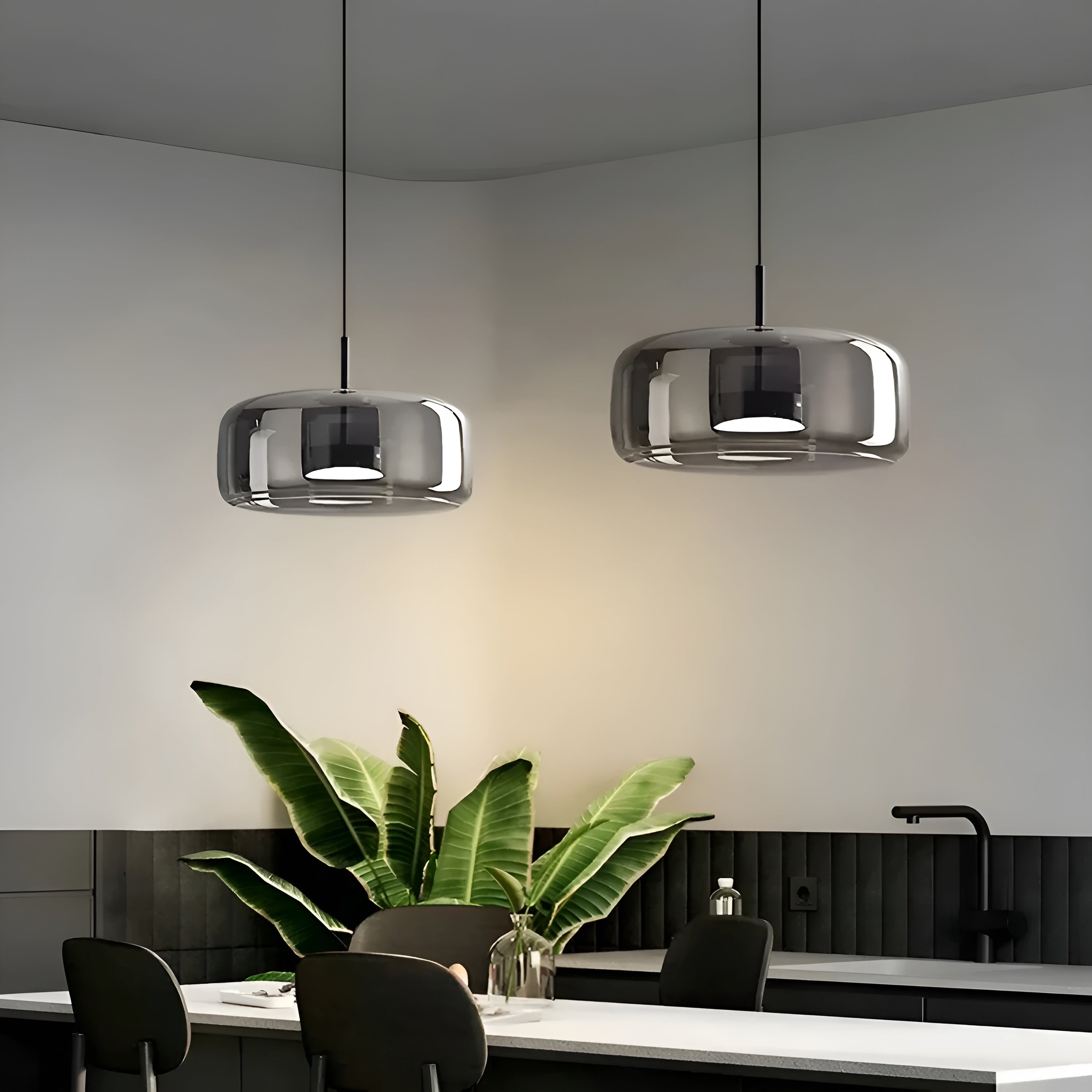 HaloGlow – Trio Ceiling Lamp with Modern Pendant LED Glass Light Fixture