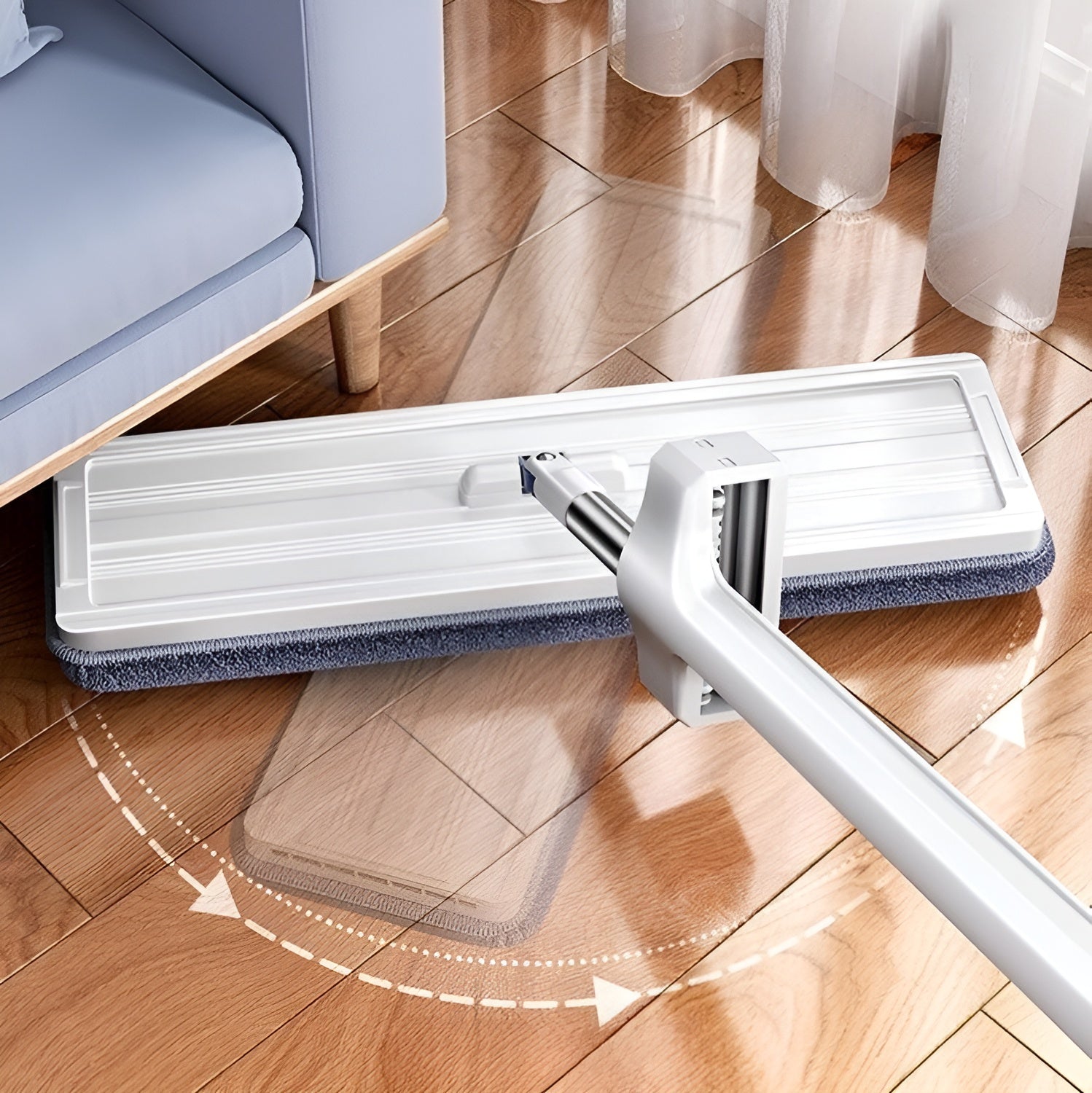GlideSweep – 360° Rotating Flat Mop with Adjustable Handle & Microfiber Head