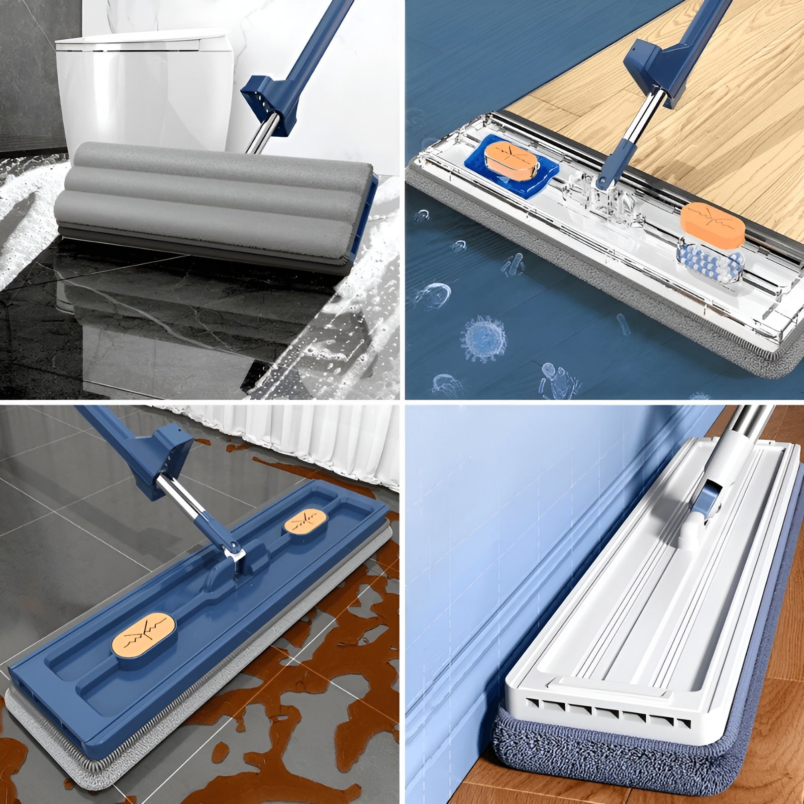GlideSweep – 360° Rotating Flat Mop with Adjustable Handle & Microfiber Head