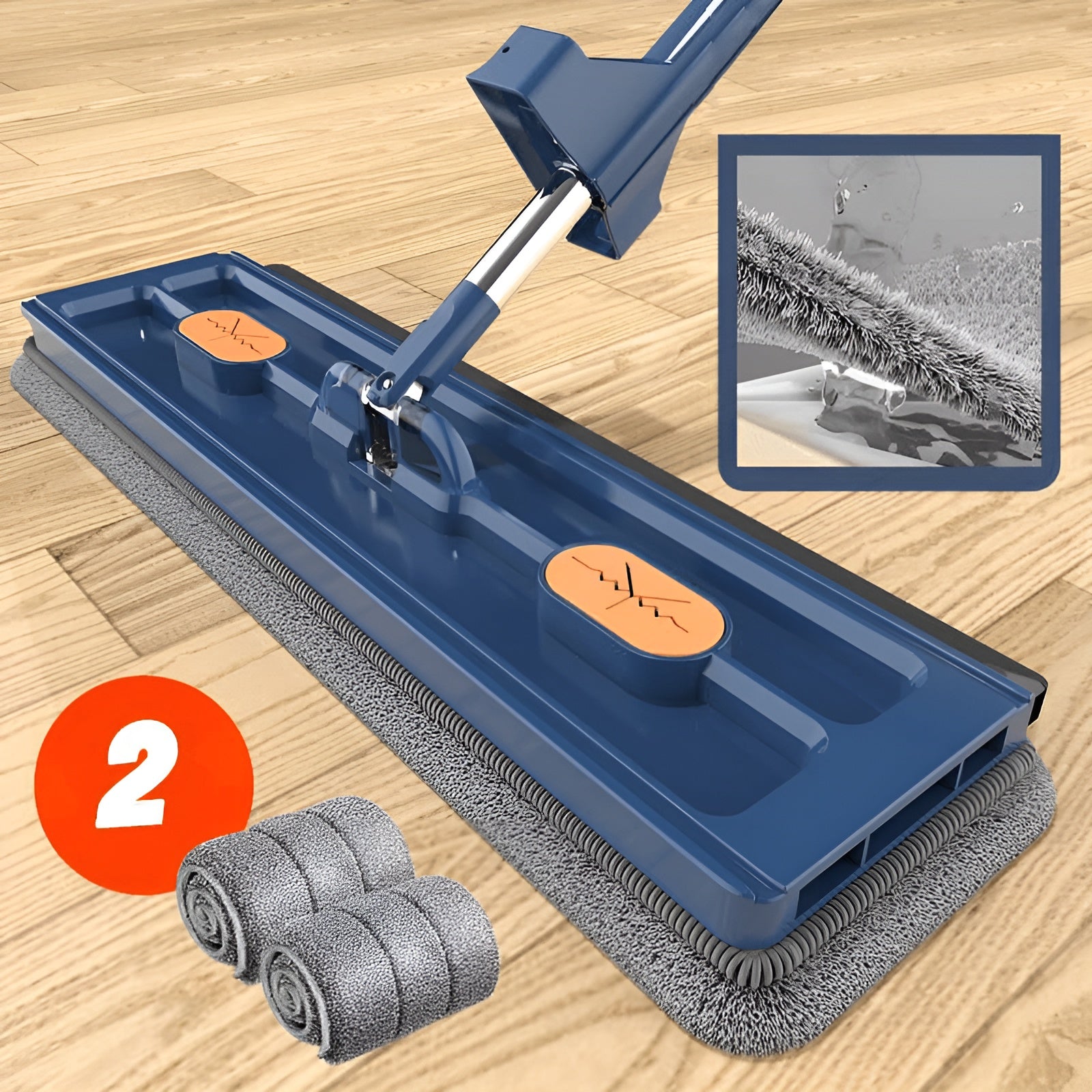 GlideSweep – 360° Rotating Flat Mop with Adjustable Handle & Microfiber Head