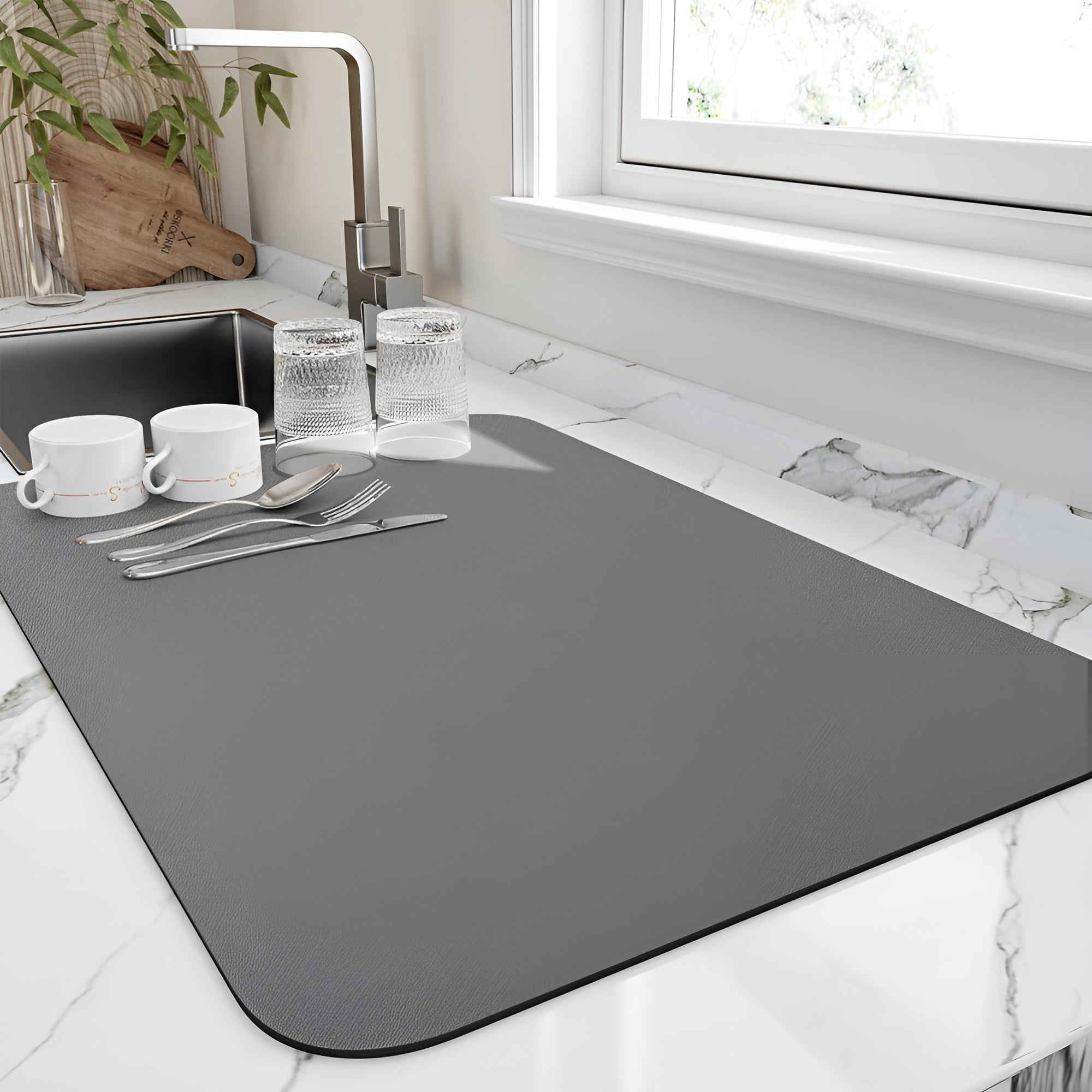 DryEase - Quick Dry Kitchen Dish Mat Highly Absorbent & Odor-Free